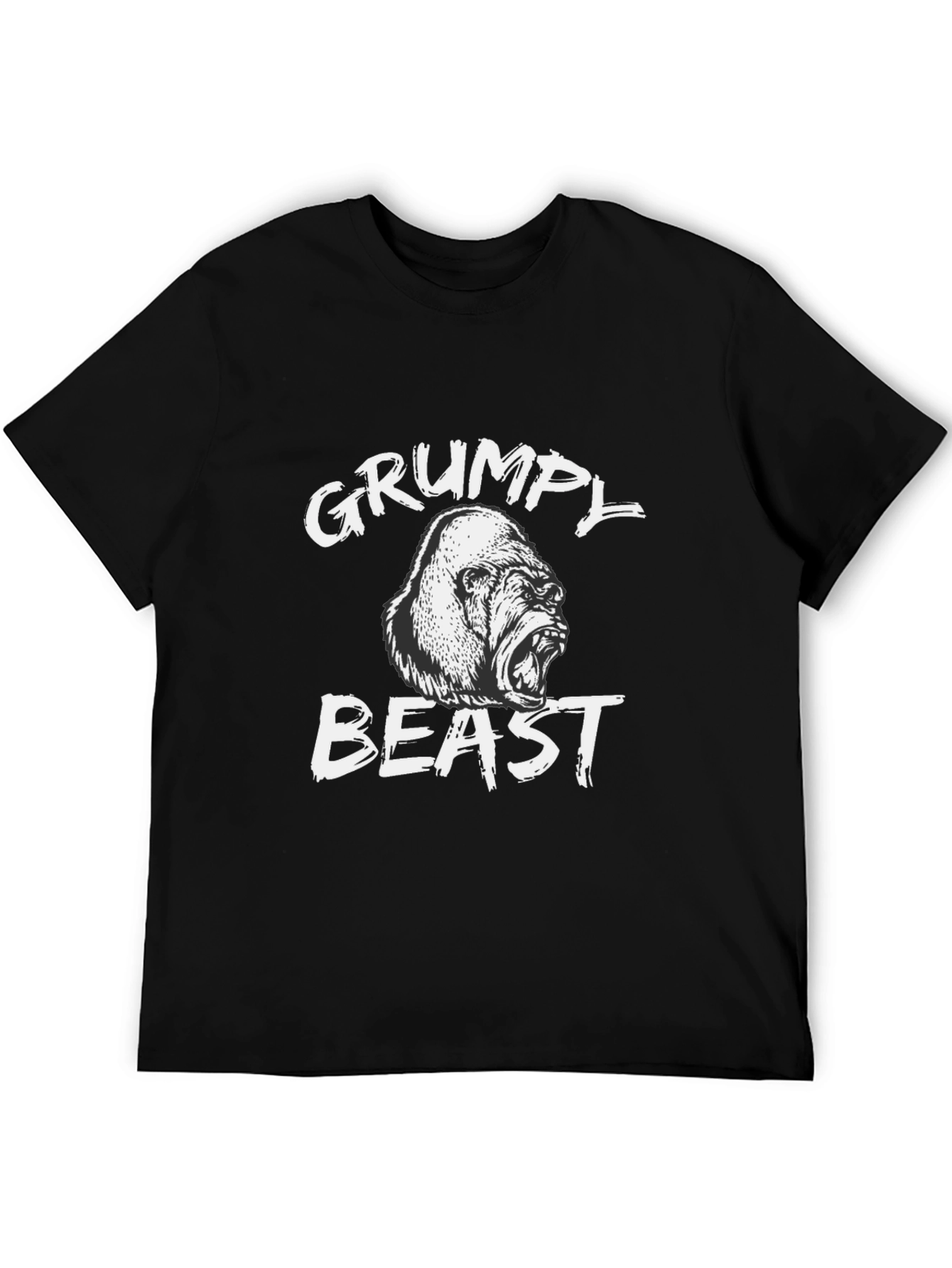 Grumpy Beast Gorilla Graphic Tee - Black Cotton