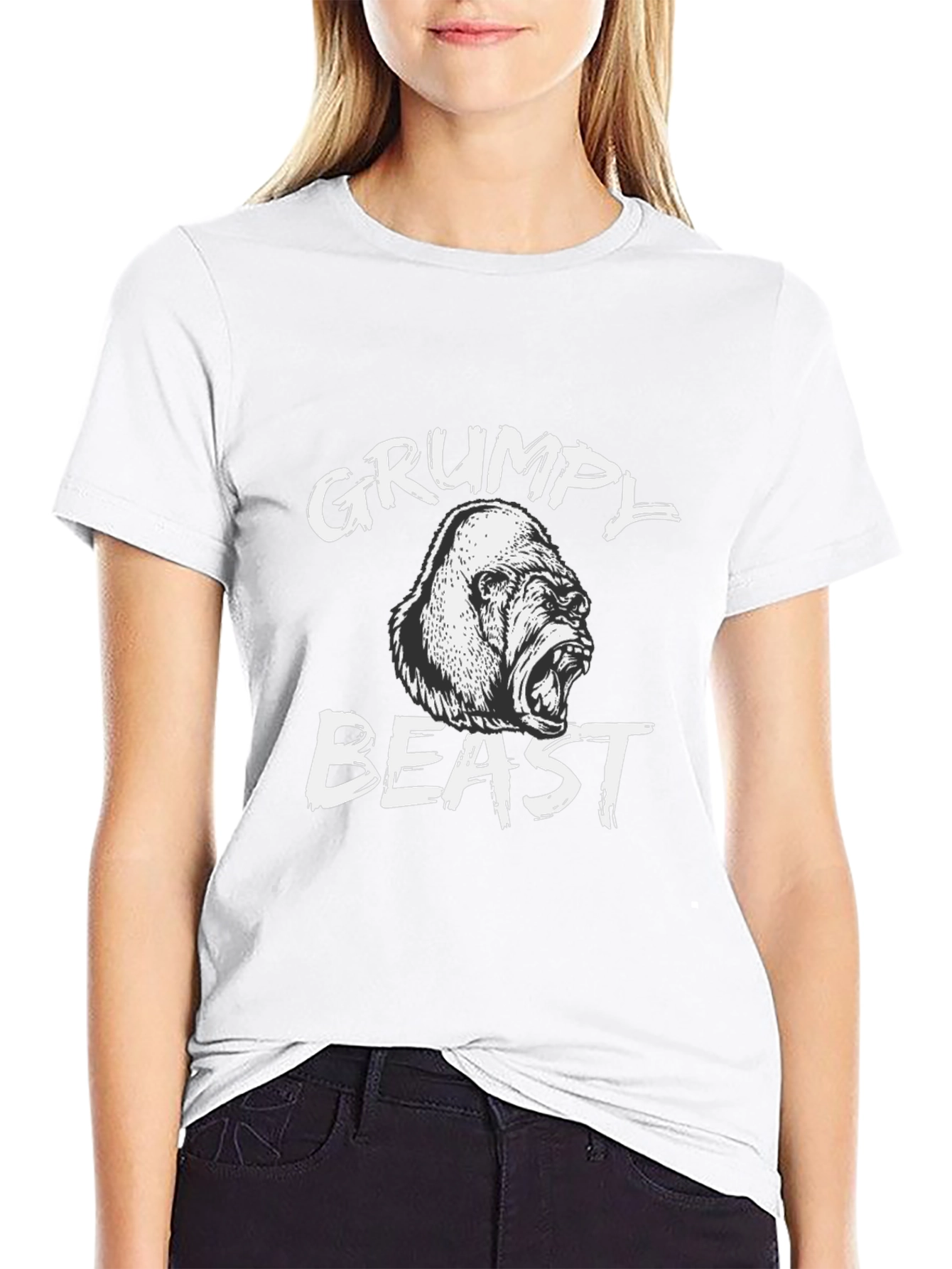 Grumpy Beast Gorilla Graphic Tee - Black Cotton