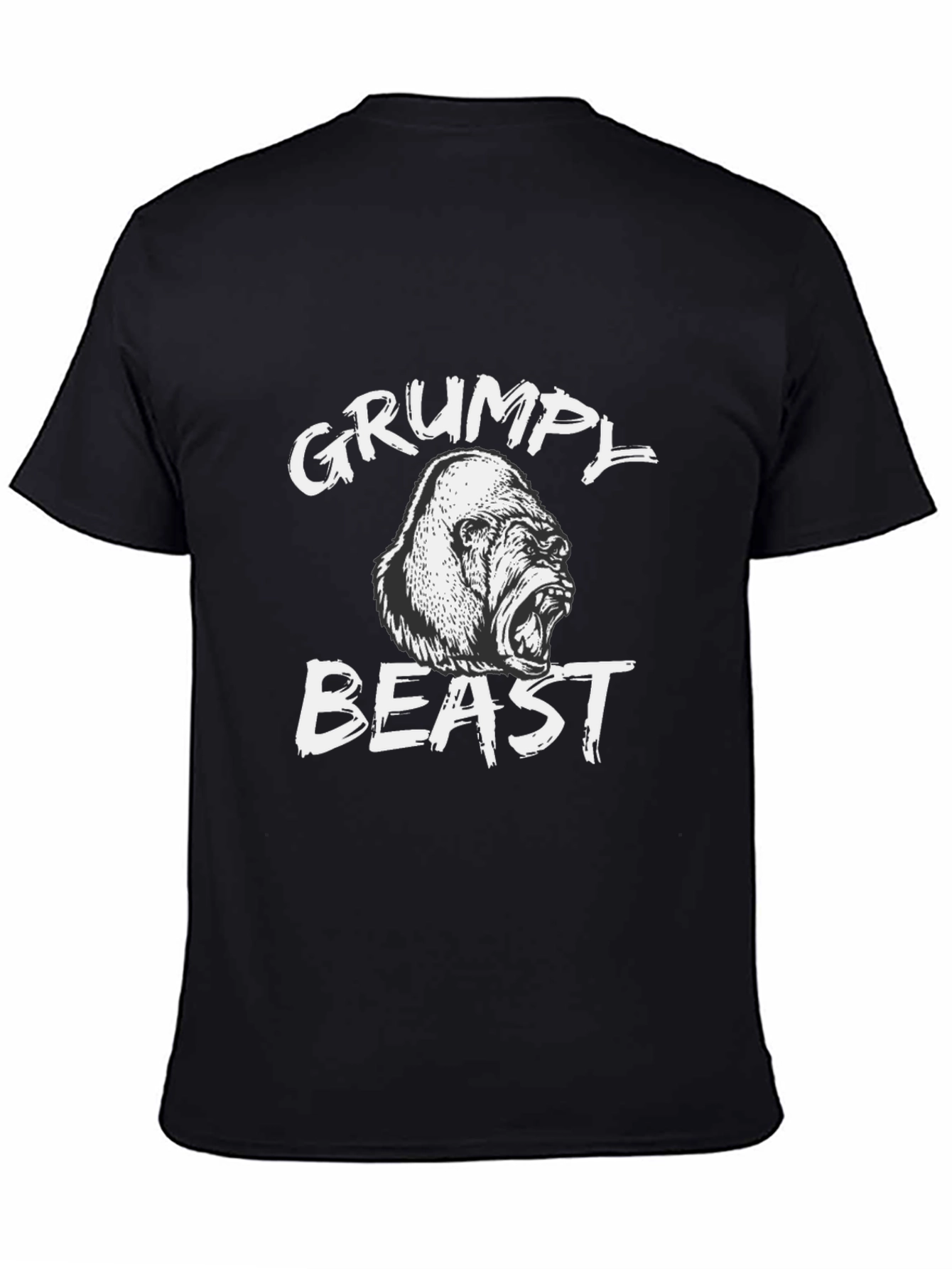 Grumpy Beast Gorilla Graphic Tee - Black Cotton