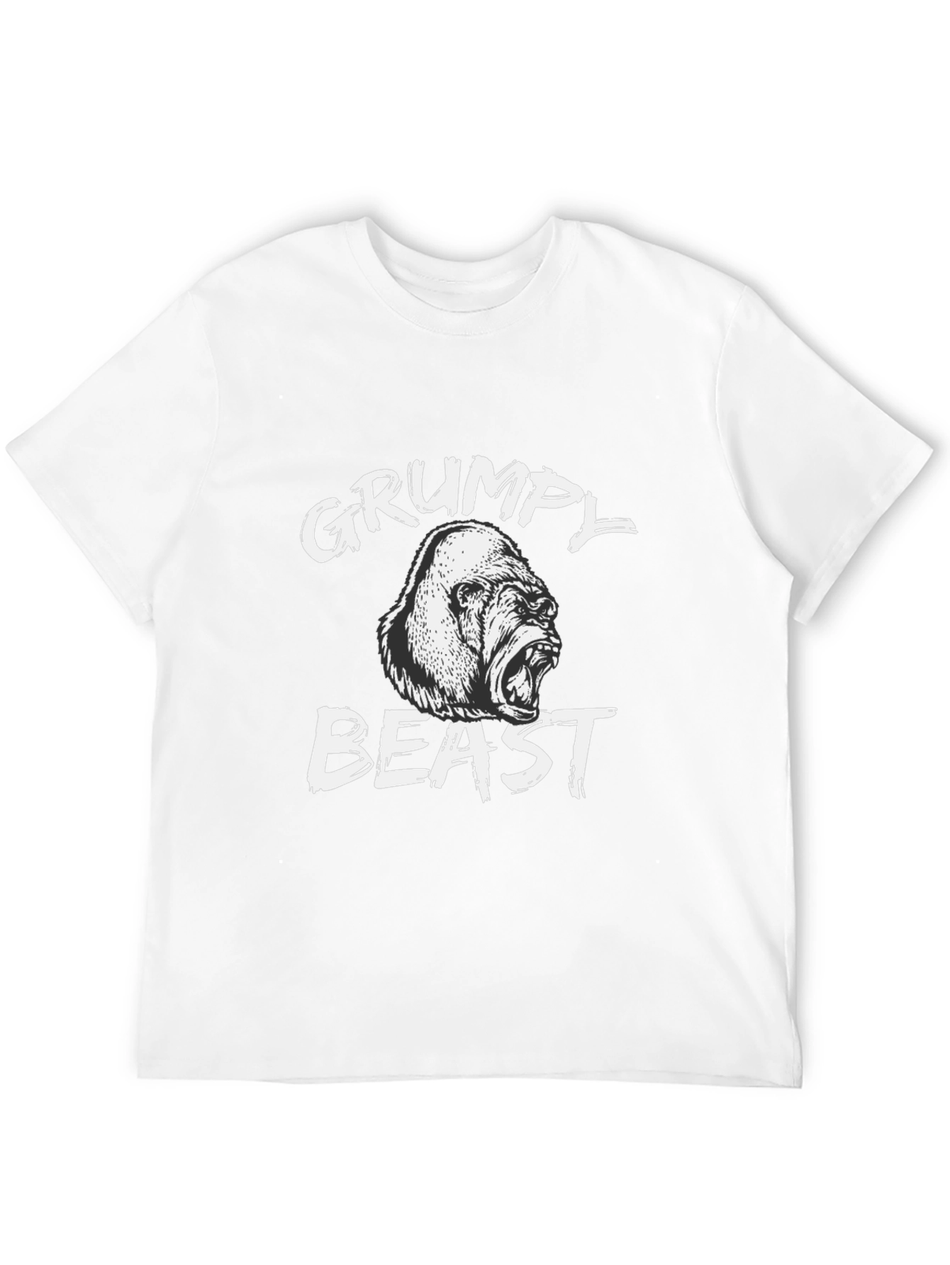 Grumpy Beast Gorilla Graphic Tee - Black Cotton