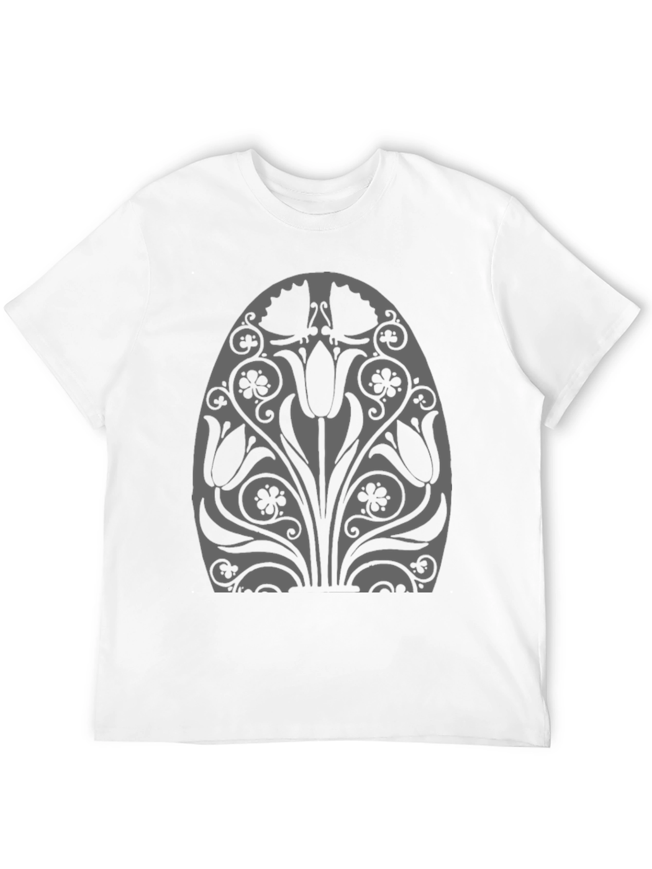 Floral Tulip Graphic Black T-Shirt