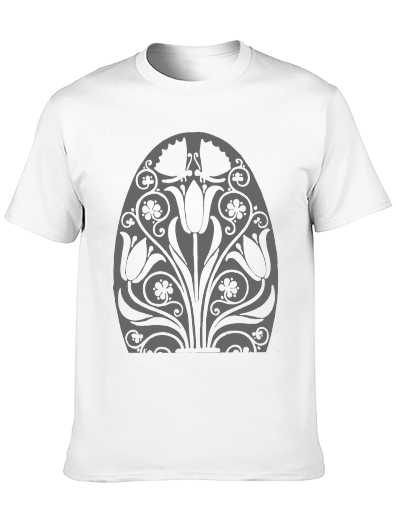 Floral Tulip Graphic Black T-Shirt