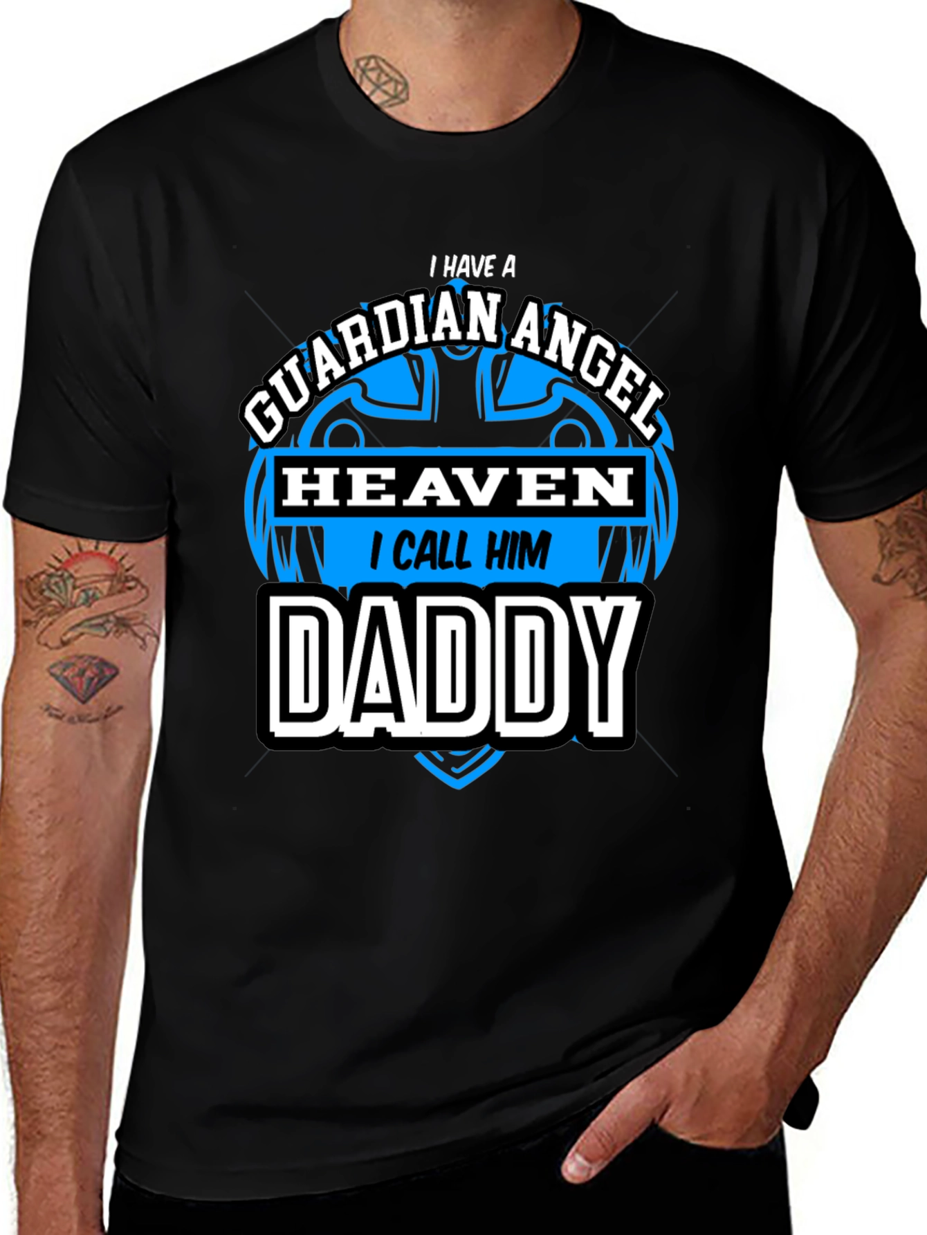 Guardian Angel Daddy Black T-Shirt