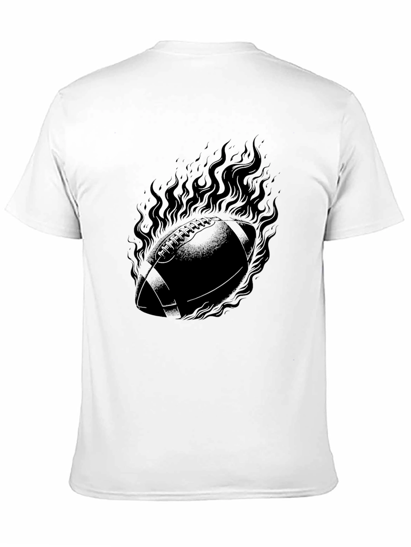 Flaming Football Graphic Tee - Black Cotton T-Shirt
