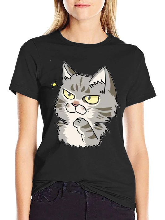 Grumpy Cat T-Shirt - Black Cotton Tee with Funny Feline Graphic