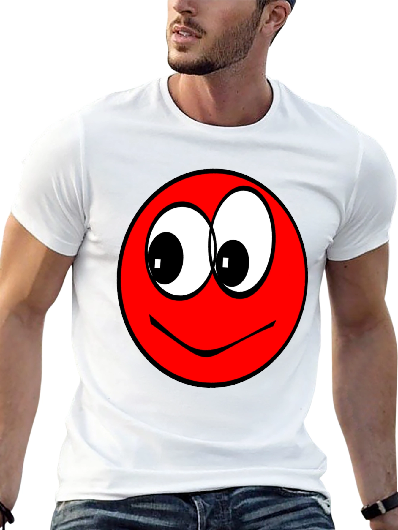 Funny Red Smiley Face Graphic T-Shirt