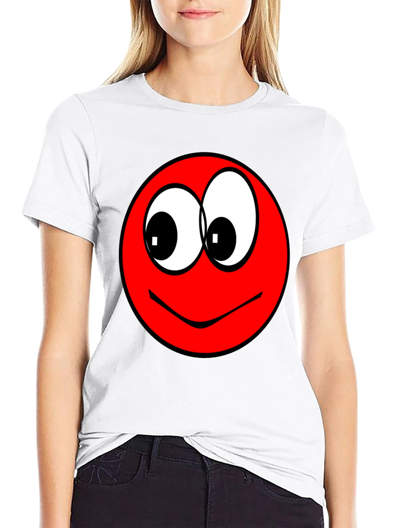Funny Red Smiley Face Graphic T-Shirt