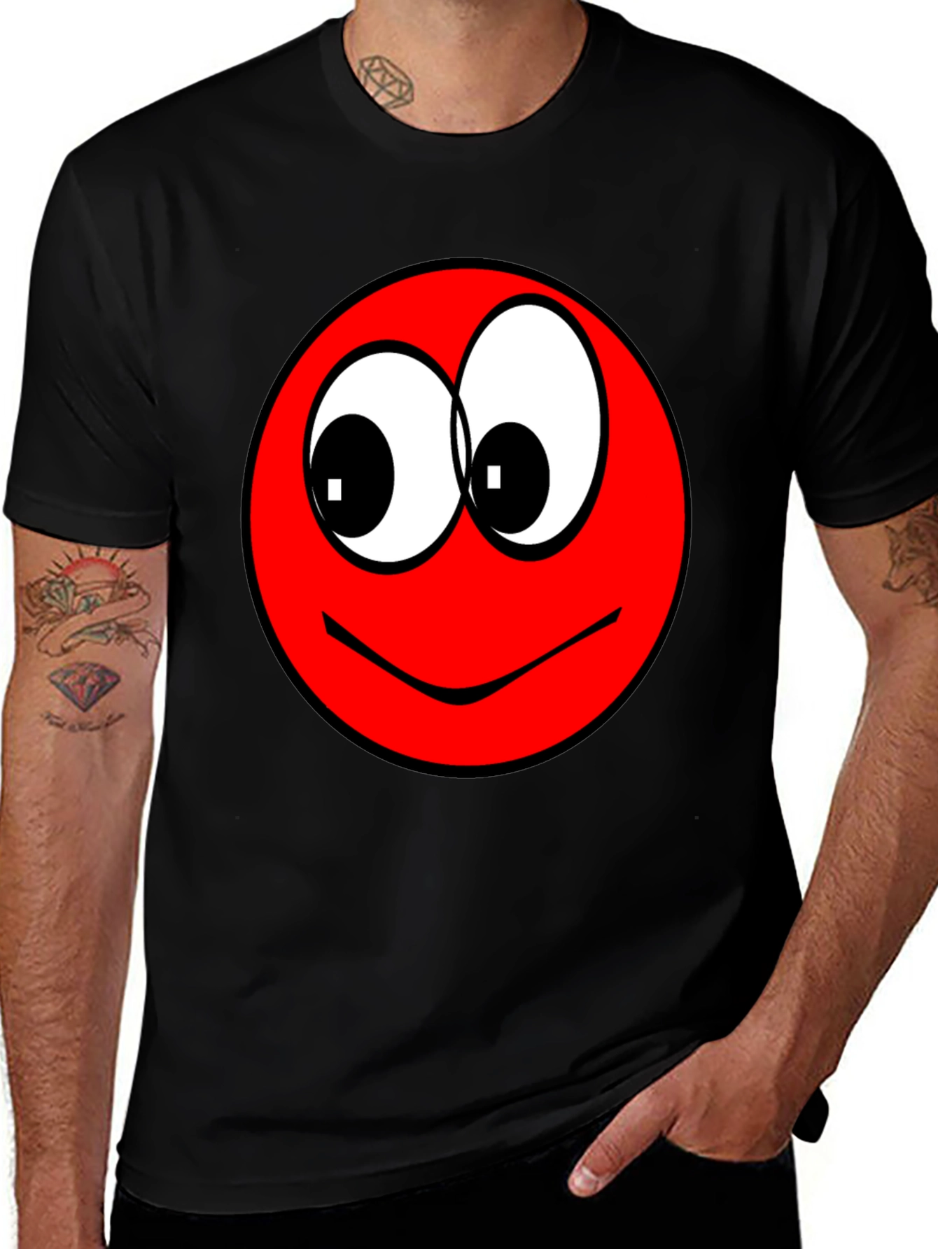 Funny Red Smiley Face Graphic T-Shirt