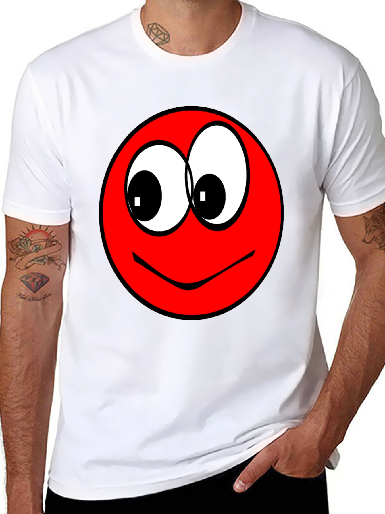 Funny Red Smiley Face Graphic T-Shirt