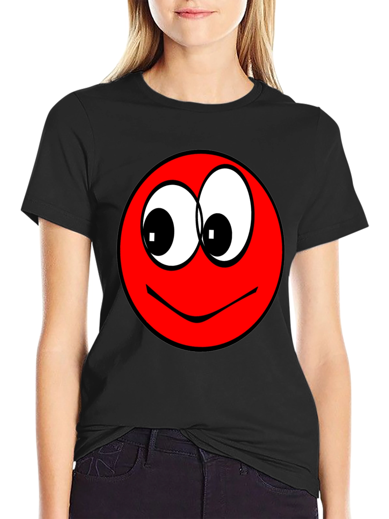 Funny Red Smiley Face Graphic T-Shirt