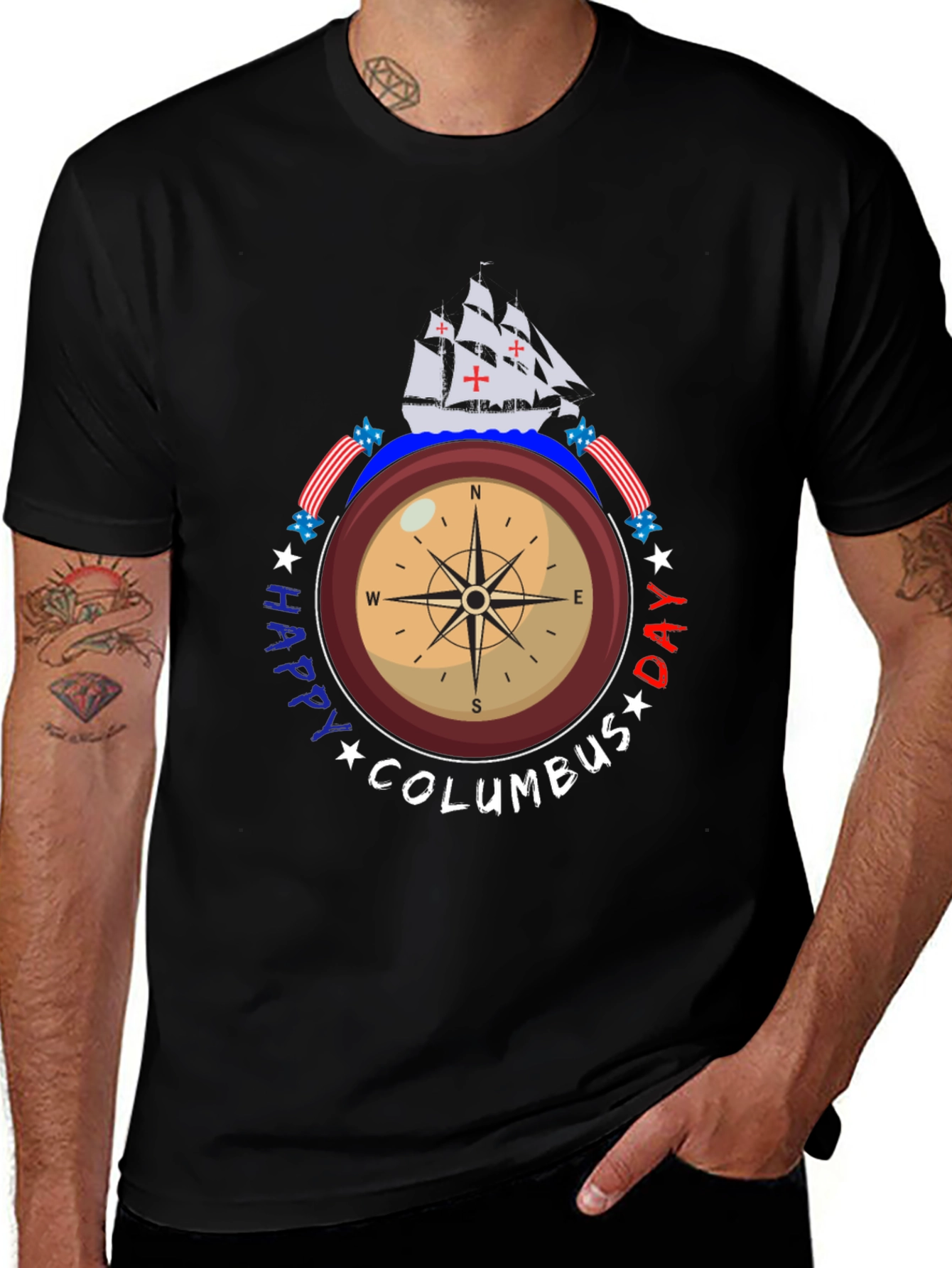 Happy Columbus Day Compass T-Shirt