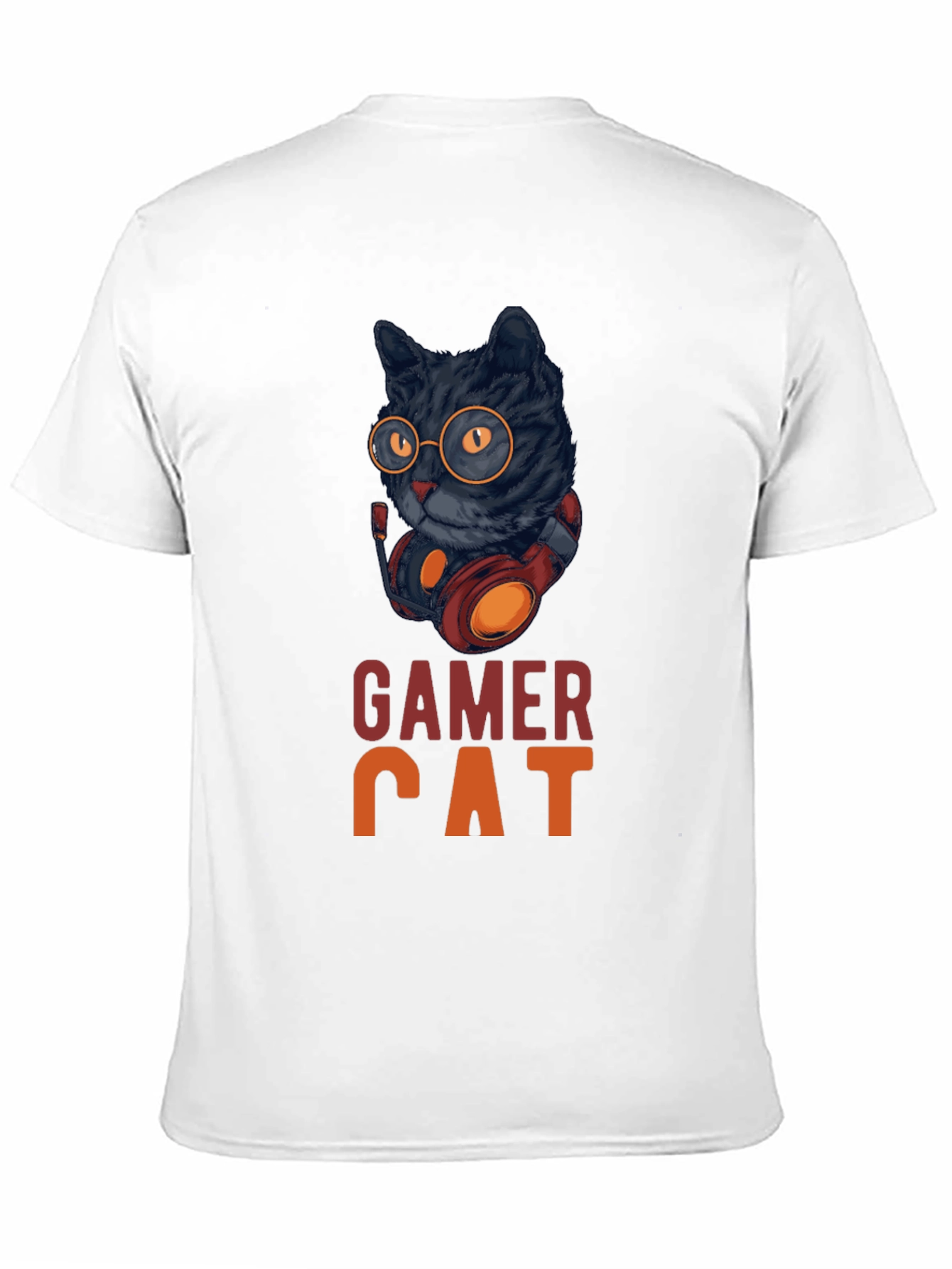 Gamer Cat Graphic Tee - Cool Cat With Headset