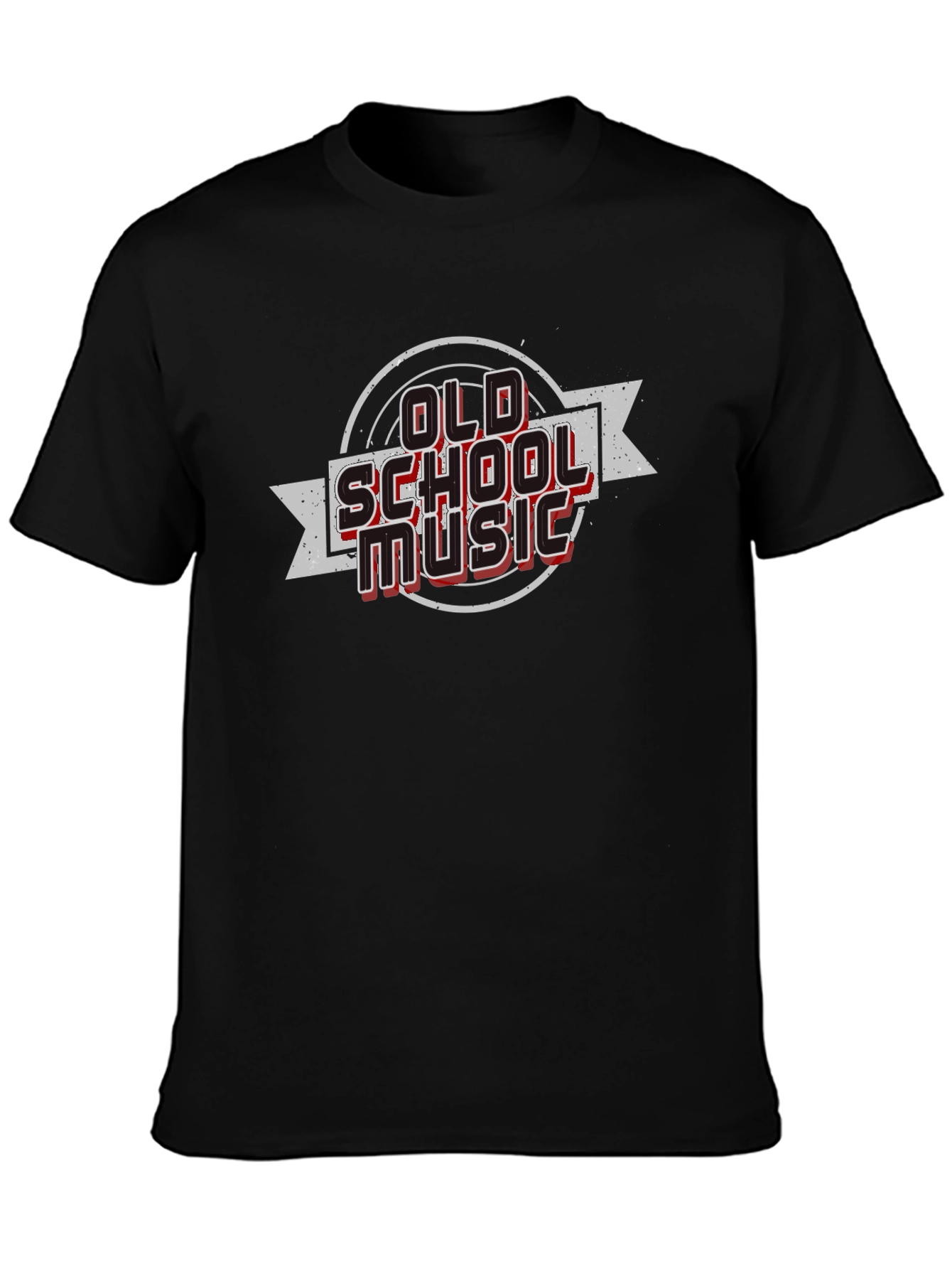 Retro Old School Music Graphic Tee - Black