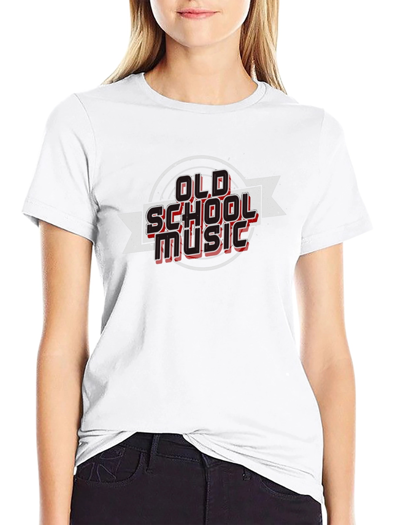 Retro Old School Music Graphic Tee - Black