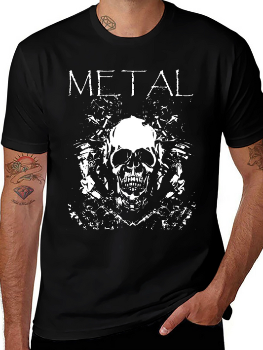 Metal Skull Graphic Black T-Shirt