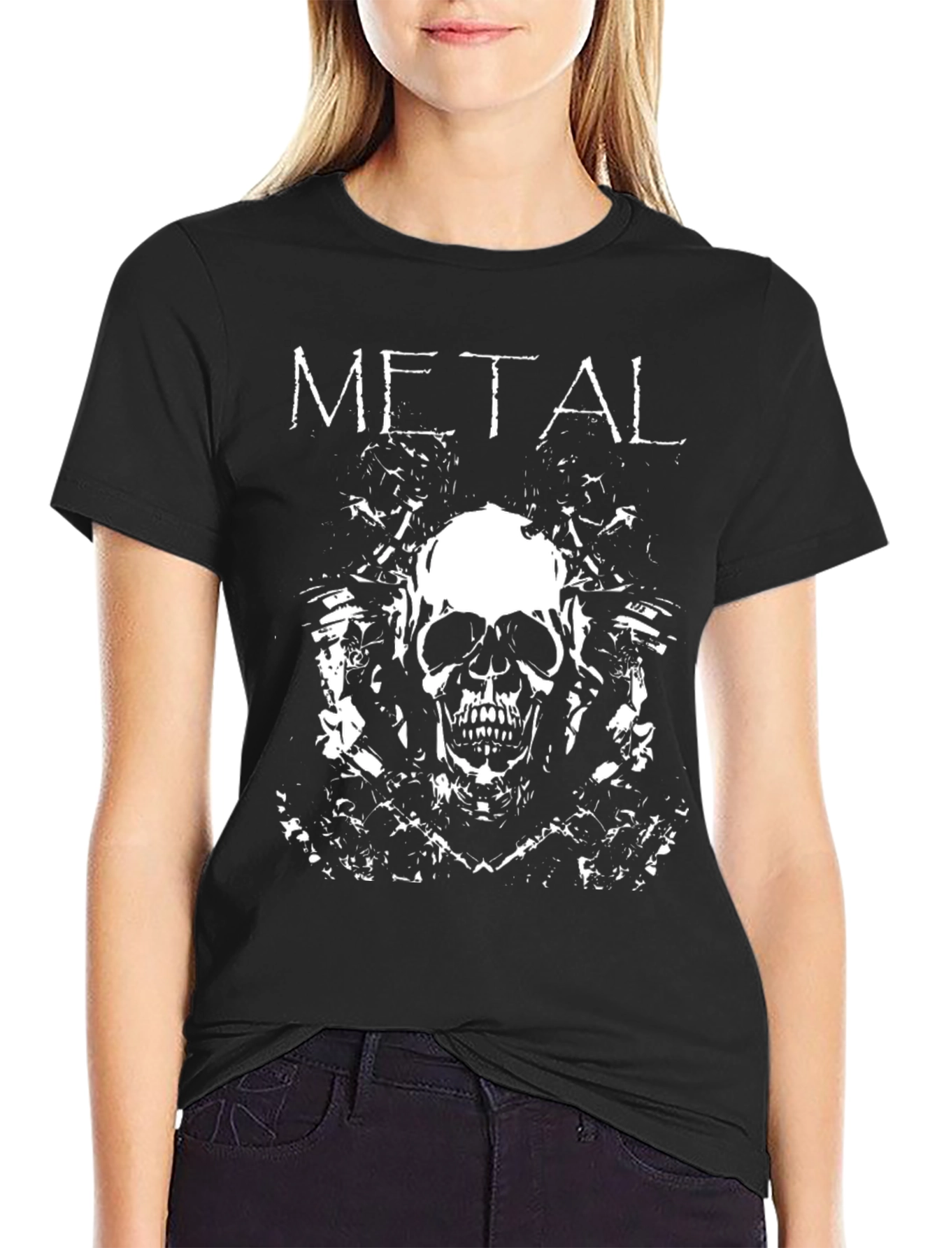 Metal Skull Graphic Black T-Shirt