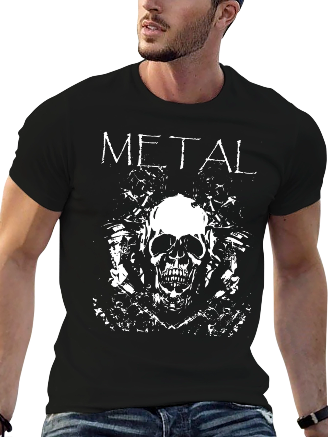 Metal Skull Graphic Black T-Shirt
