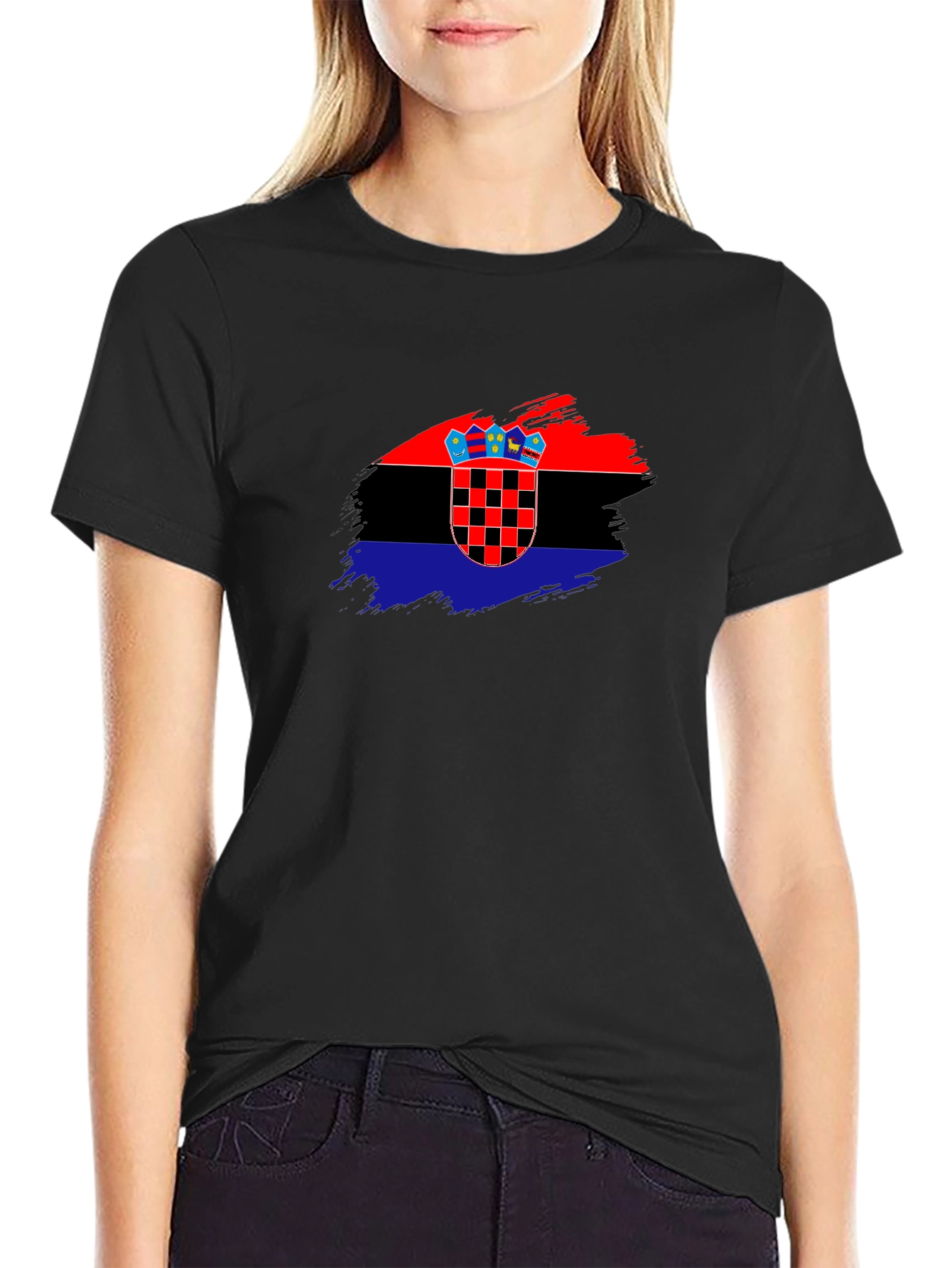 Croatian Flag T-Shirt - Brush Stroke Design