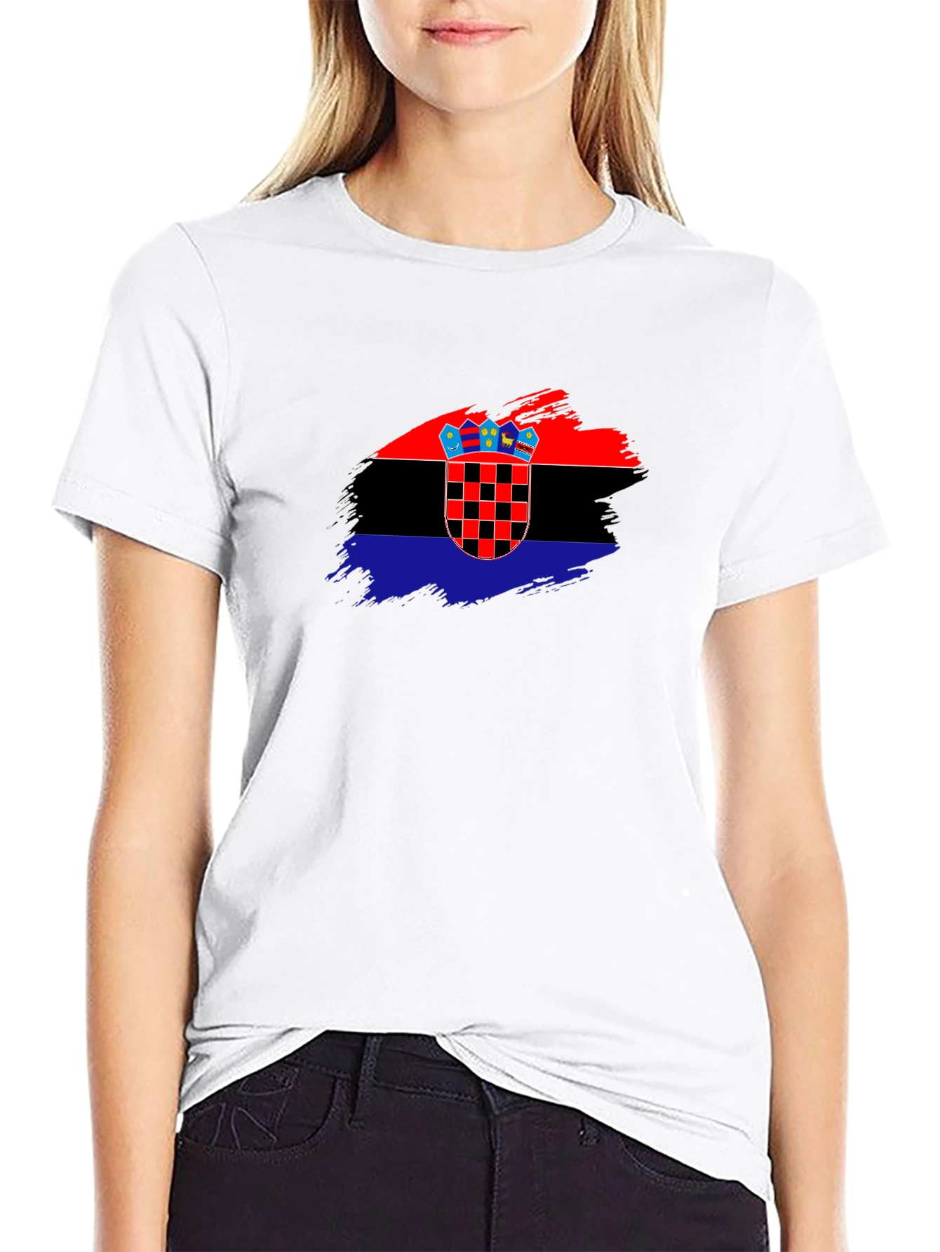 Croatian Flag T-Shirt - Brush Stroke Design