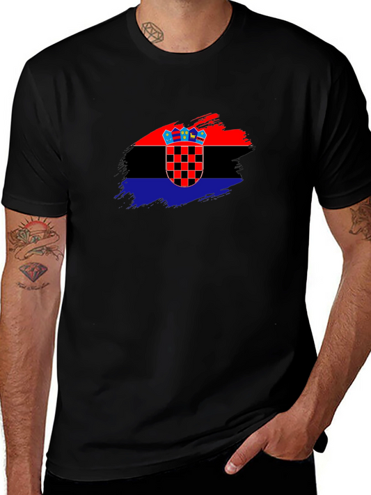 Croatian Flag T-Shirt - Brush Stroke Design
