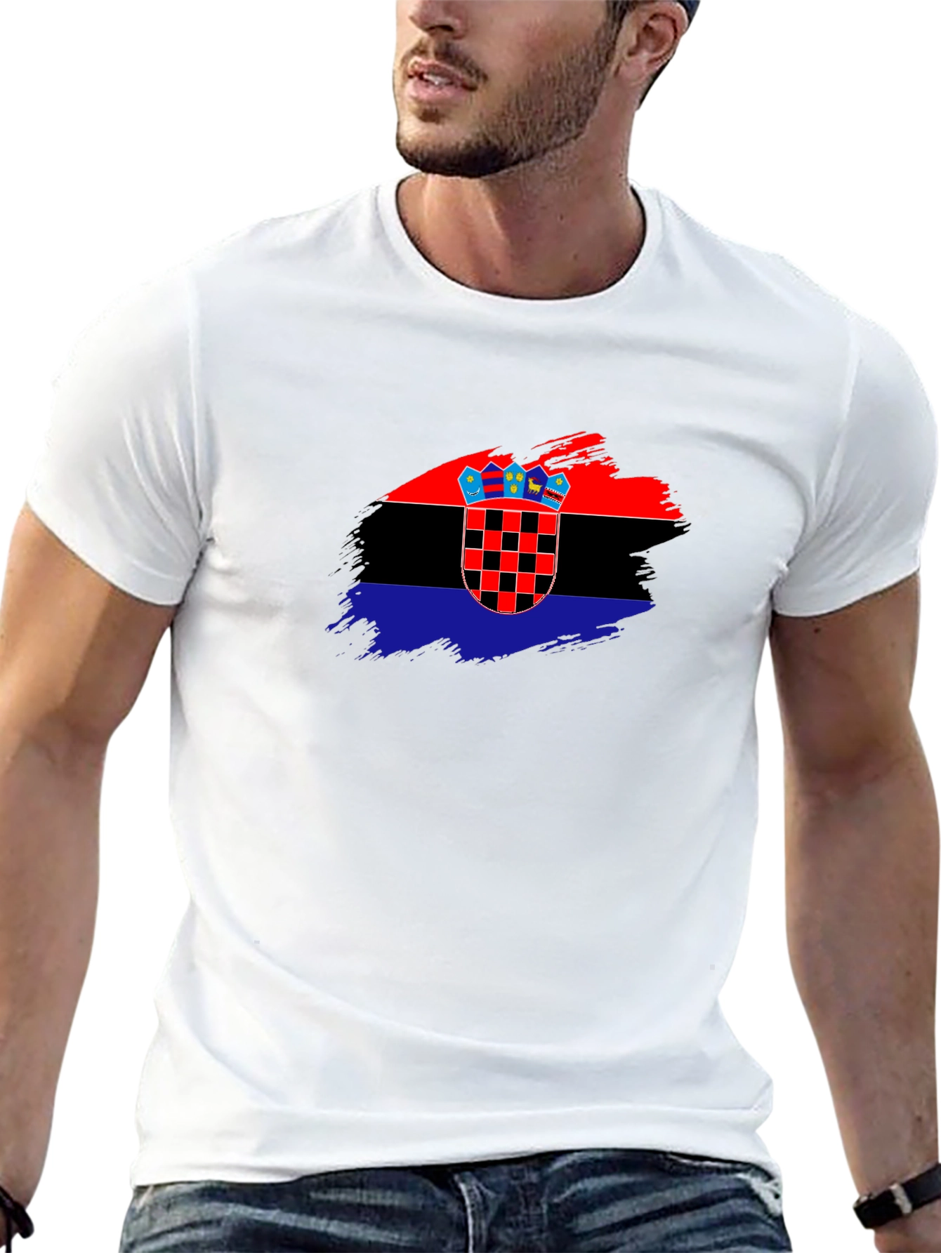 Croatian Flag T-Shirt - Brush Stroke Design