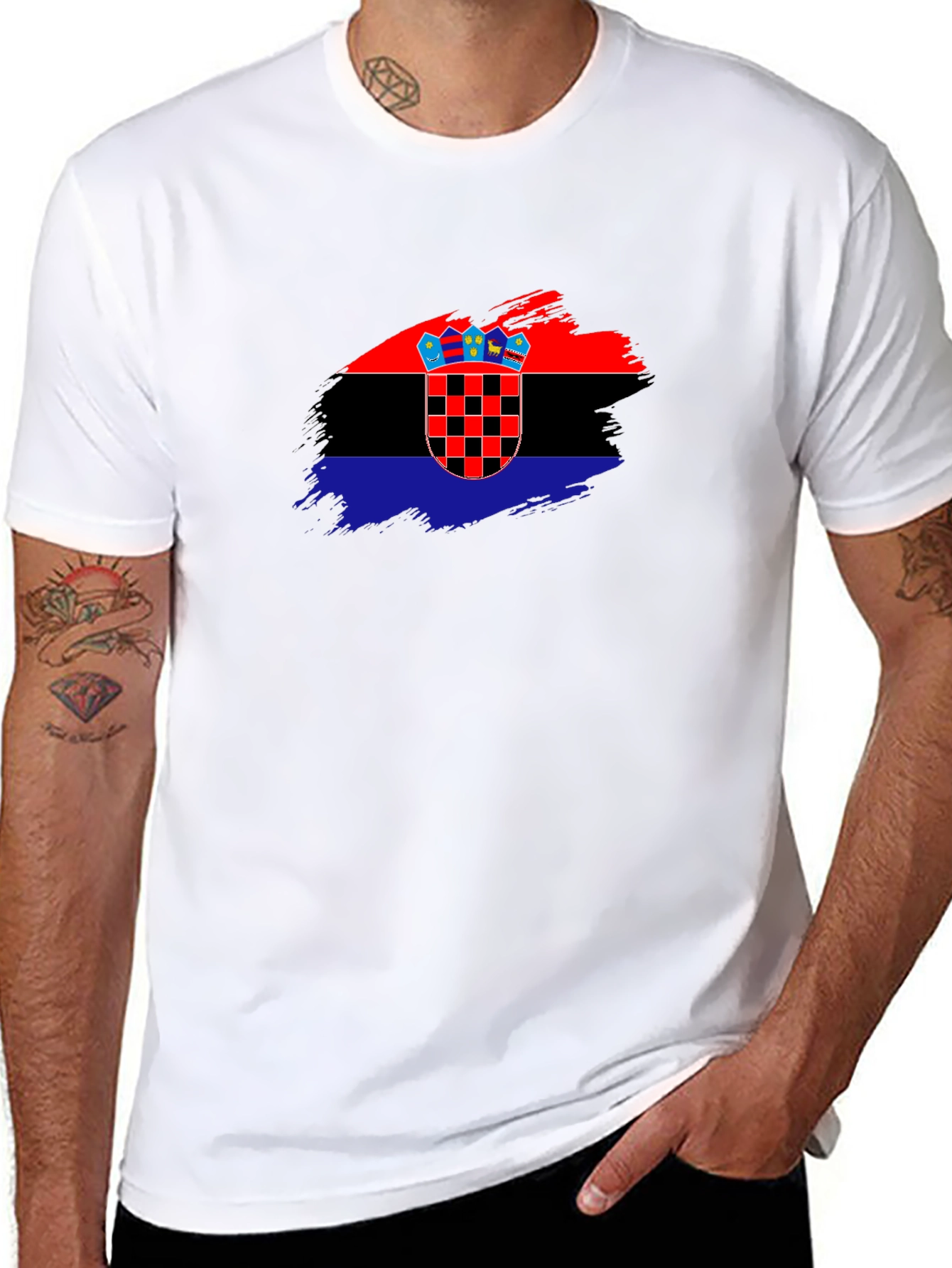 Croatian Flag T-Shirt - Brush Stroke Design