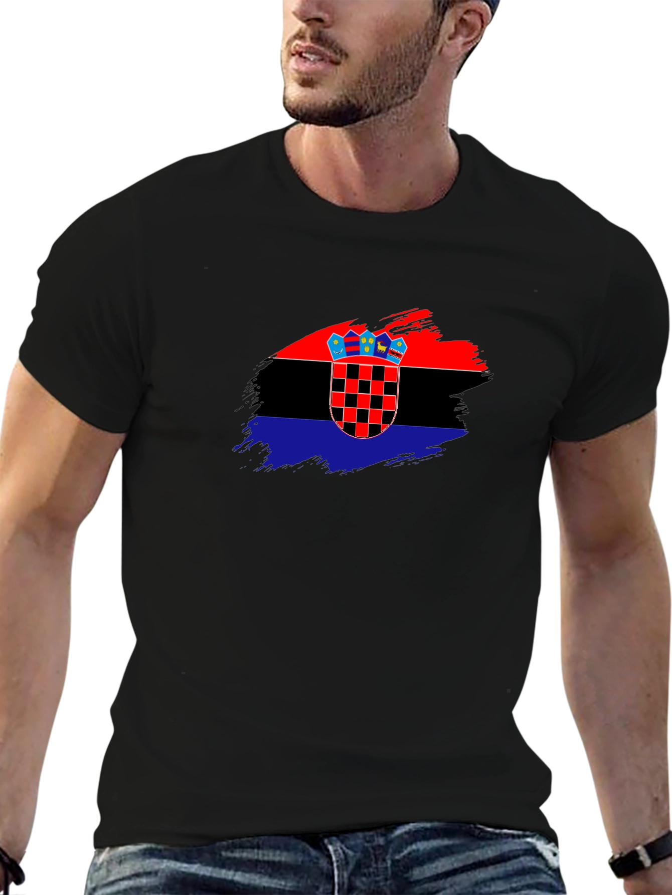 Croatian Flag T-Shirt - Brush Stroke Design