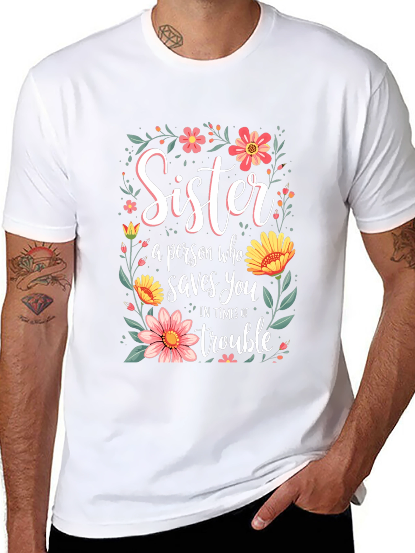 Sister Saves You Floral T-Shirt