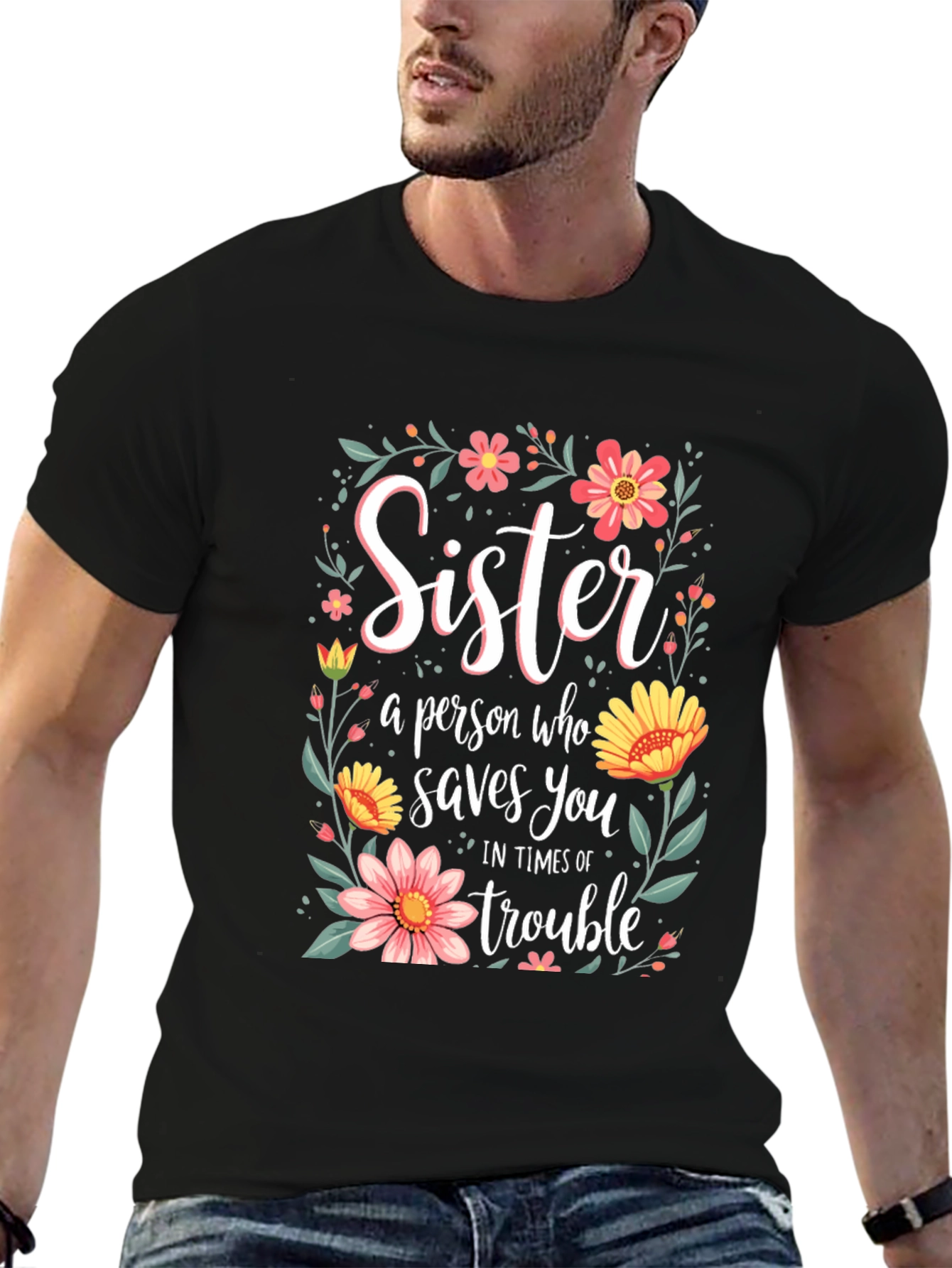 Sister Saves You Floral T-Shirt