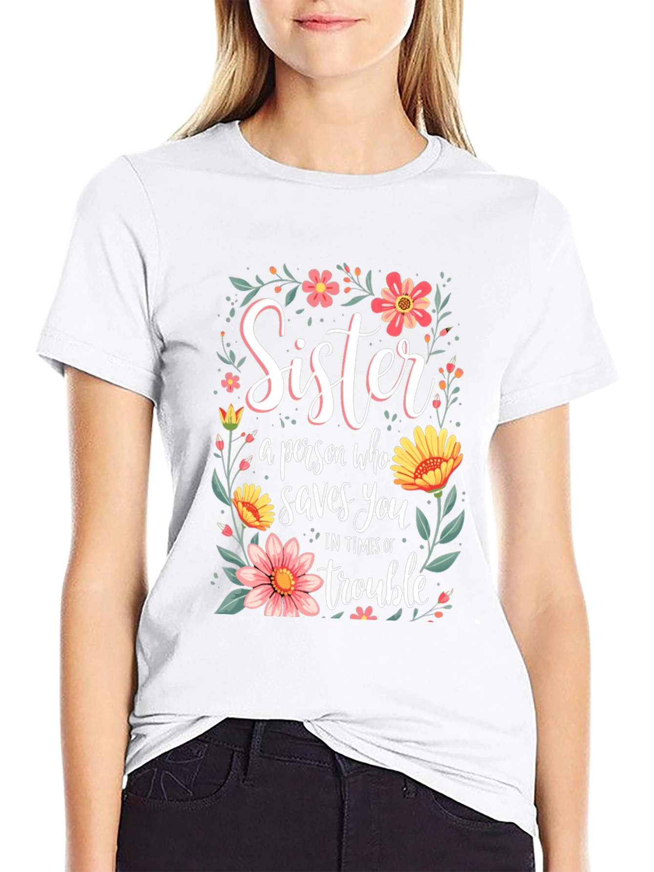 Sister Saves You Floral T-Shirt