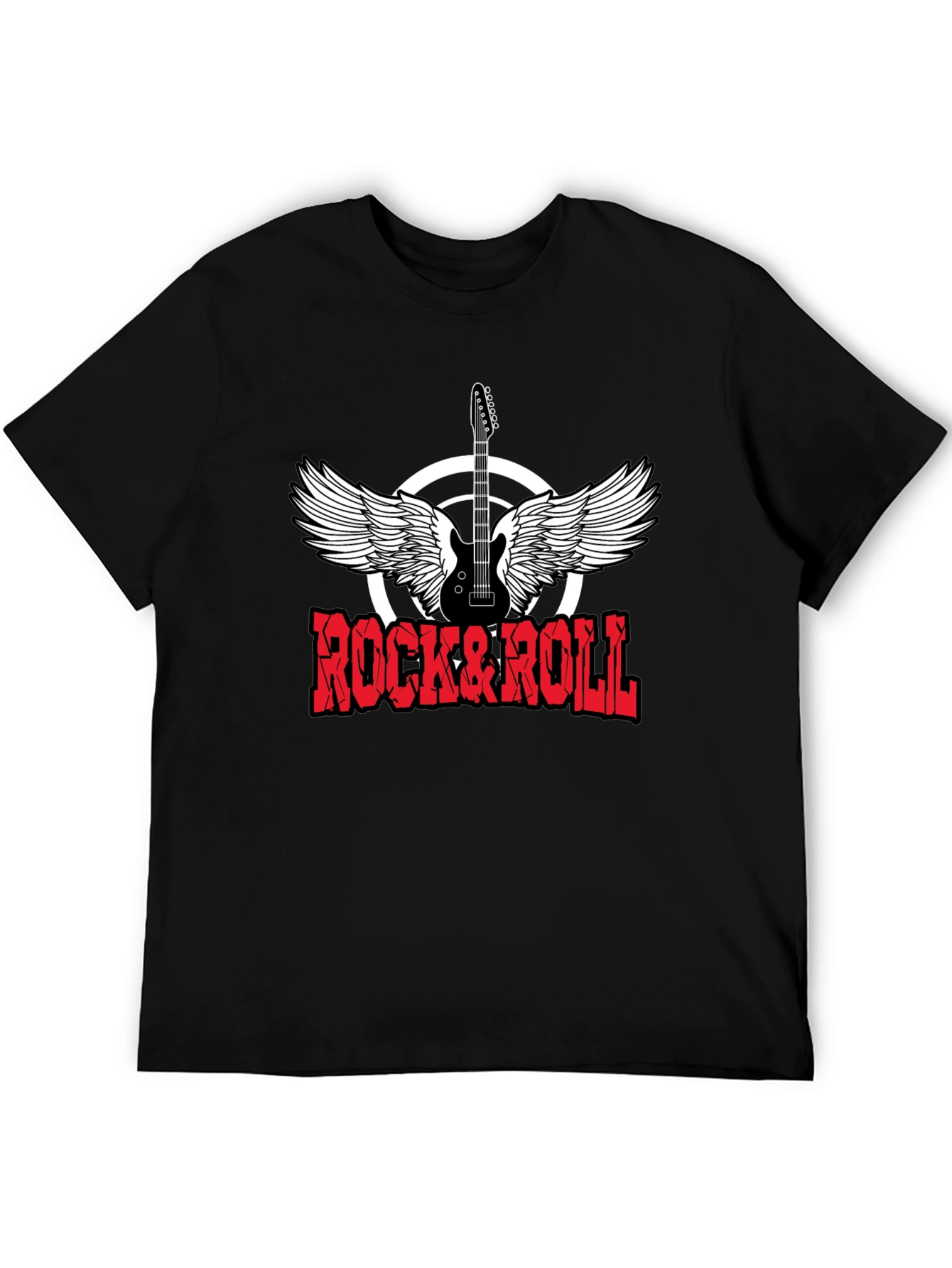 Rock & Roll Graphic Print Crewneck T-Shirt