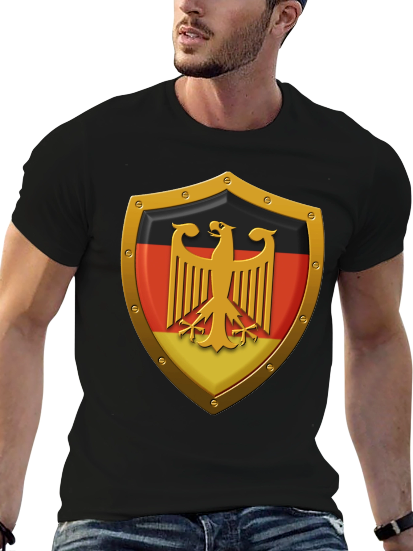 German Eagle Shield Graphic T-Shirt - Black