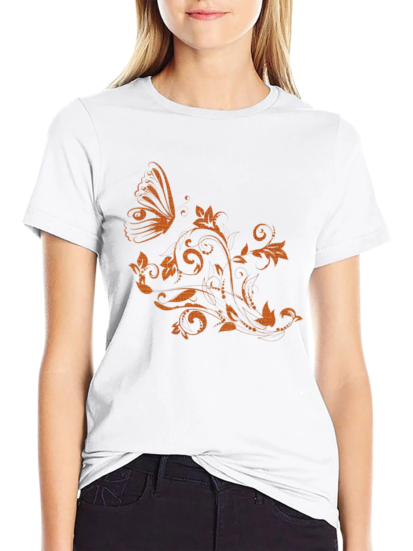 Black Butterfly Floral Graphic Tee