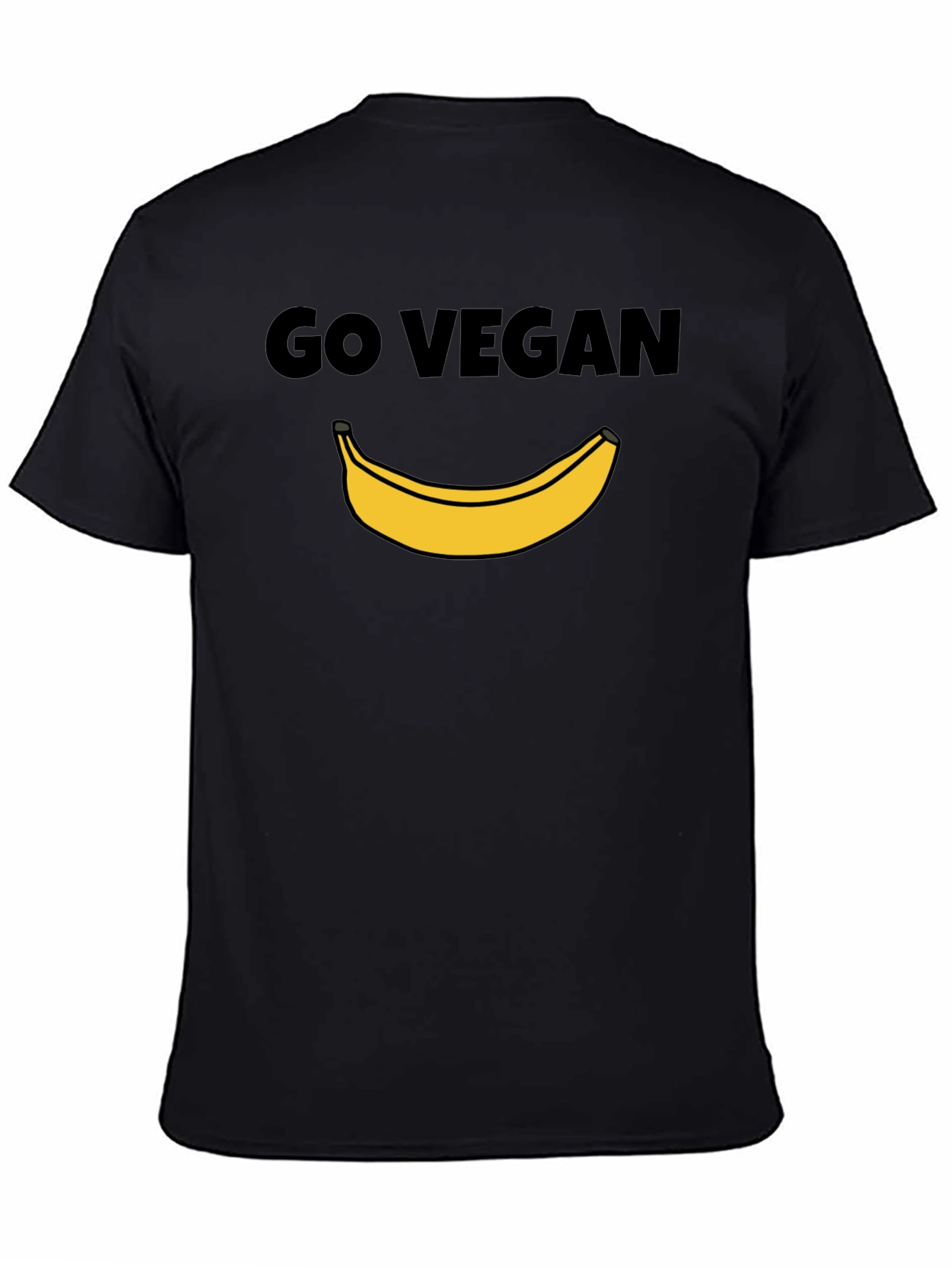 Go Vegan Banana Graphic Tee - Unisex Black T-Shirt
