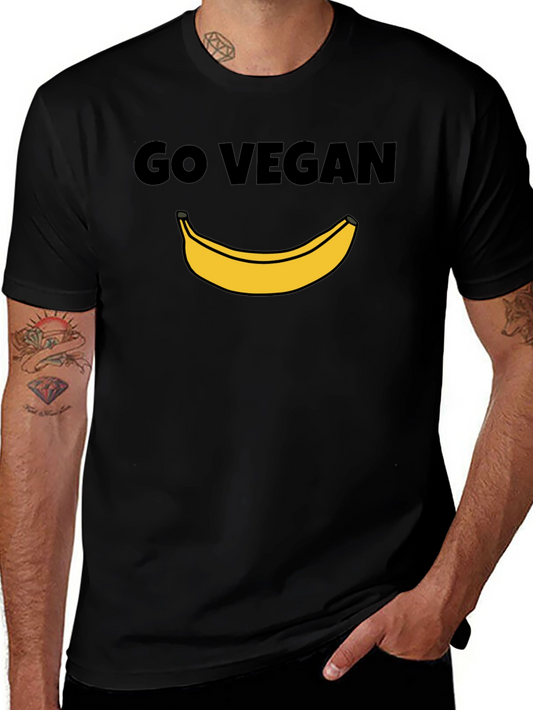 Go Vegan Banana Graphic Tee - Unisex Black T-Shirt