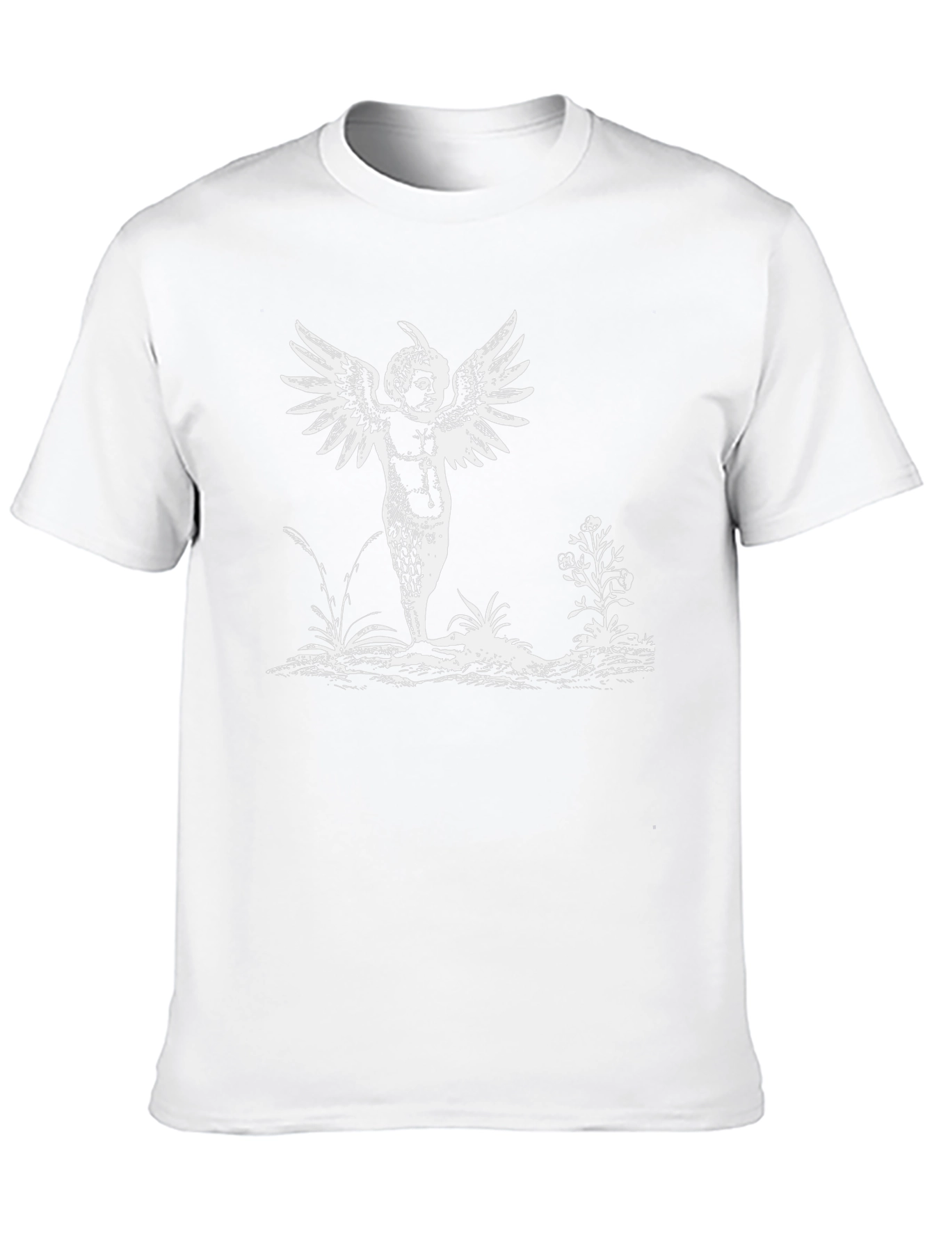 Whimsical Winged Figure Black T-Shirt