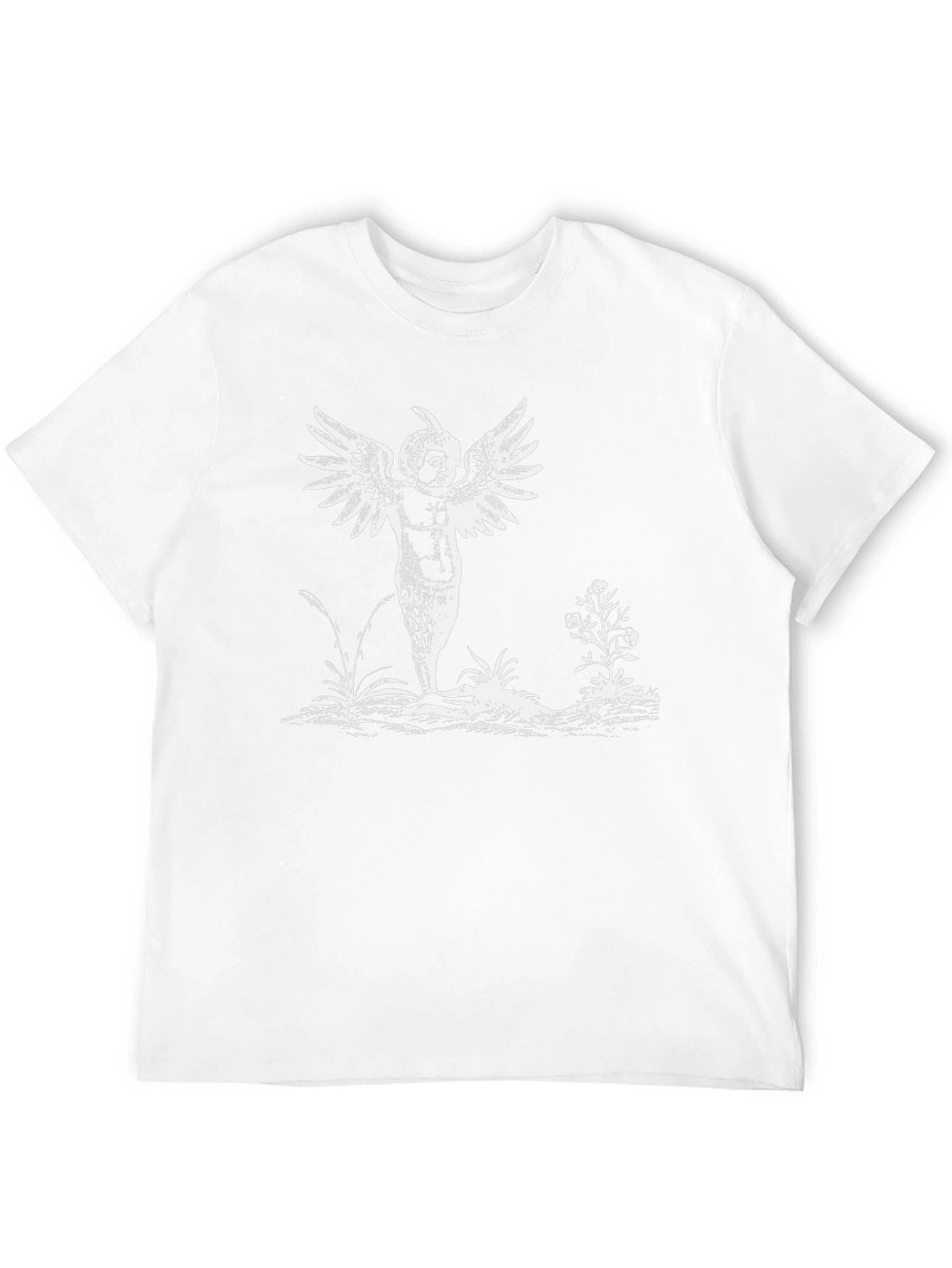 Whimsical Winged Figure Black T-Shirt