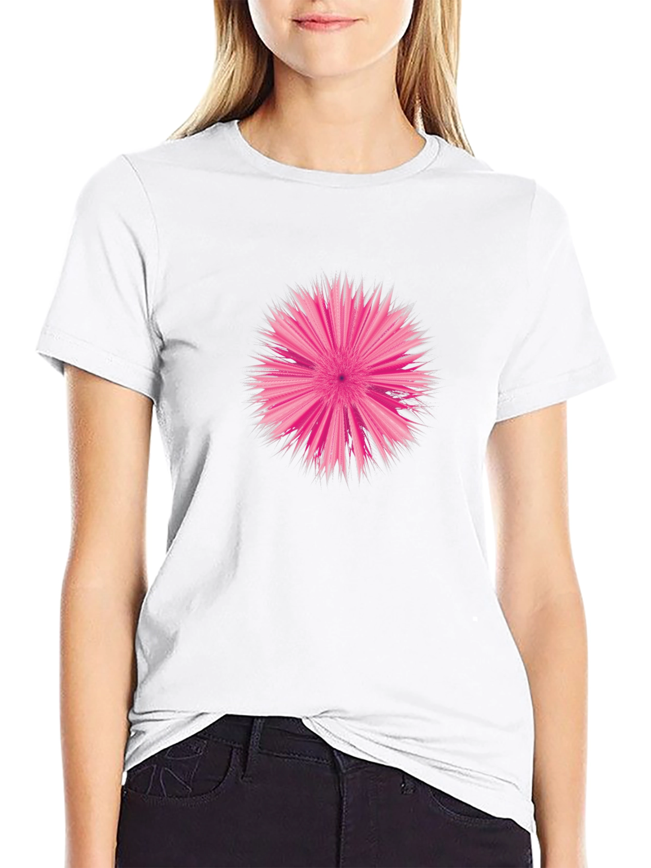 Abstract Pink Burst Graphic Tee - Stylish Comfort