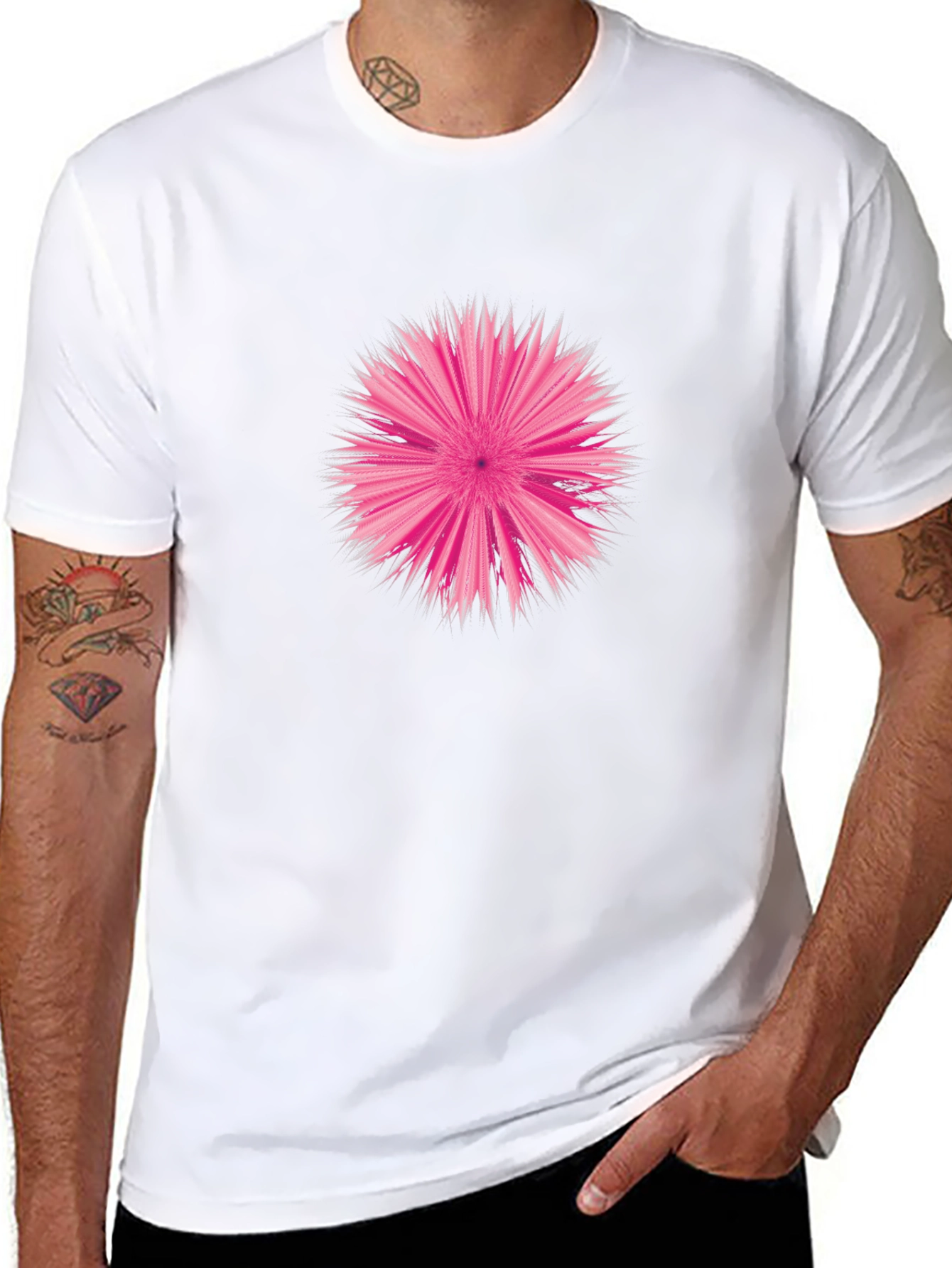Abstract Pink Burst Graphic Tee - Stylish Comfort