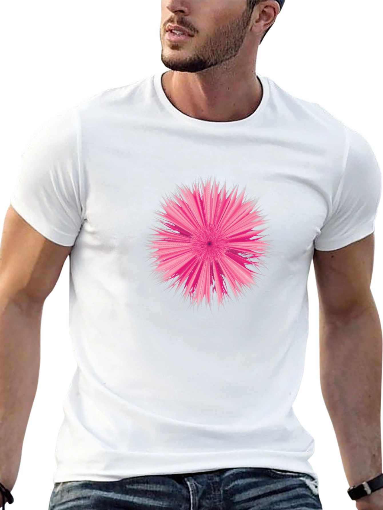 Abstract Pink Burst Graphic Tee - Stylish Comfort