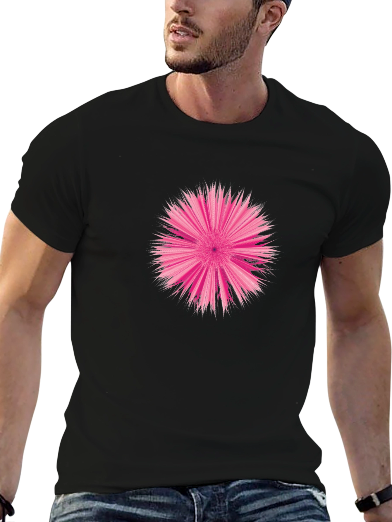 Abstract Pink Burst Graphic Tee - Stylish Comfort