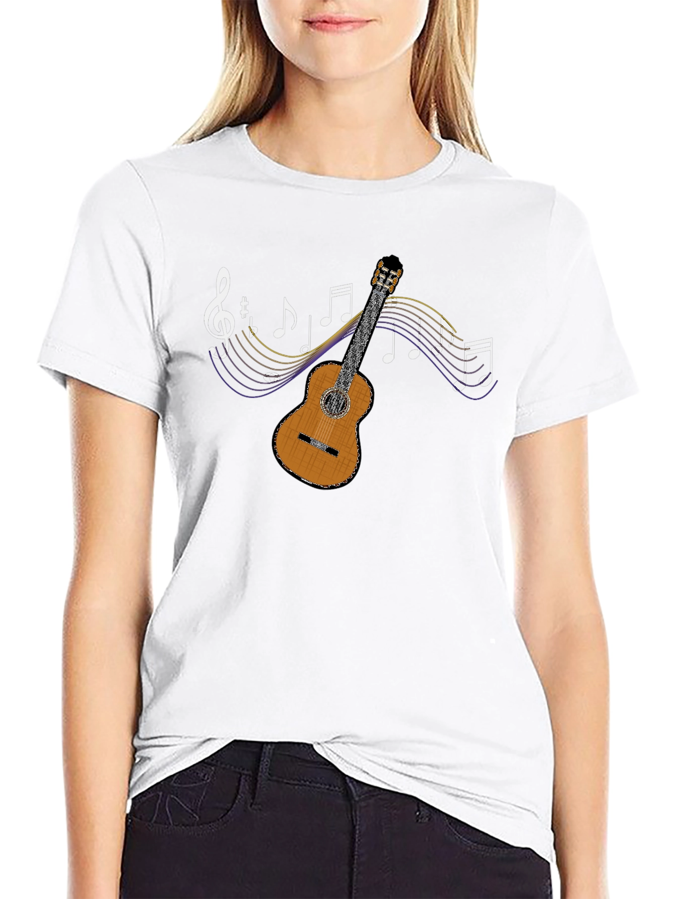 Musical Guitar Graphic T-Shirt - Black