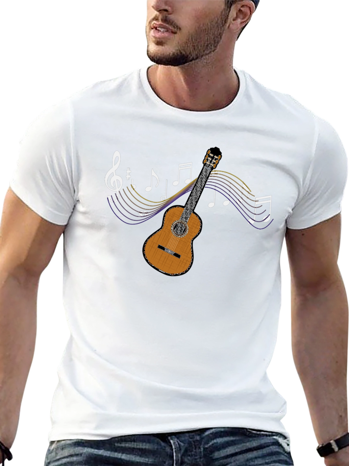 Musical Guitar Graphic T-Shirt - Black