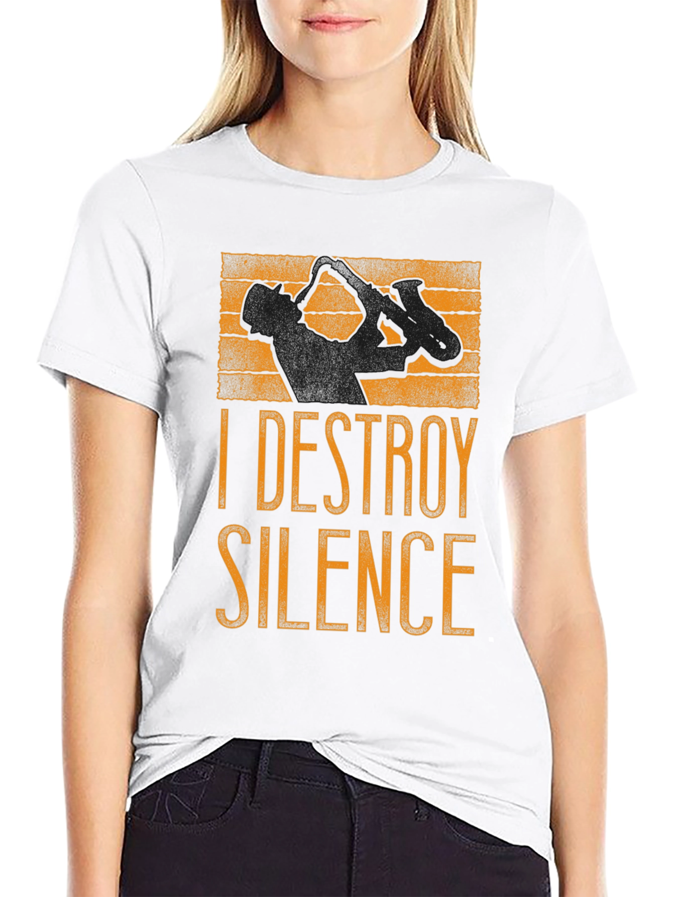 I DESTROY SILENCE - Saxophone Player Graphic T-Shirt