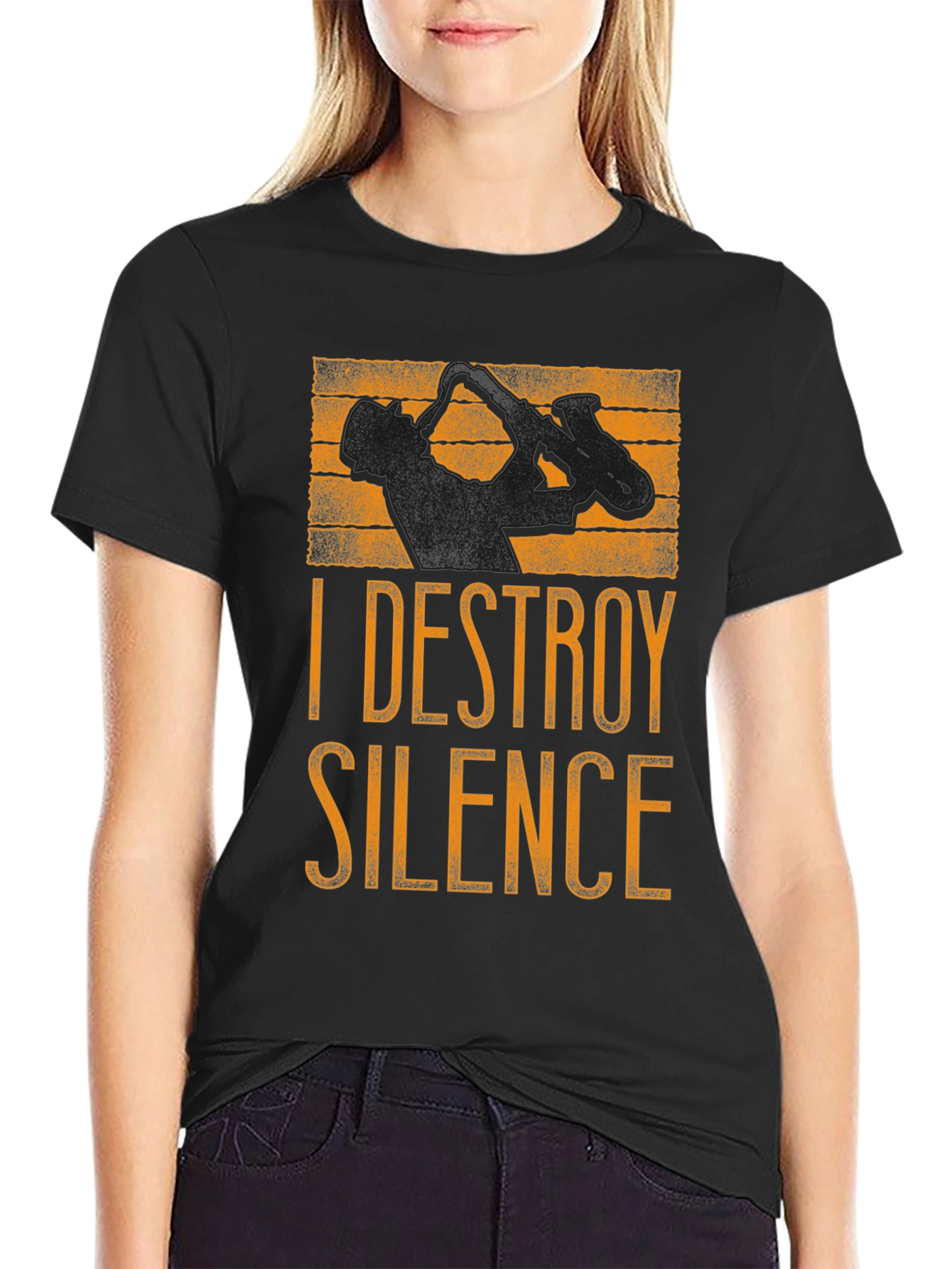 I DESTROY SILENCE - Saxophone Player Graphic T-Shirt