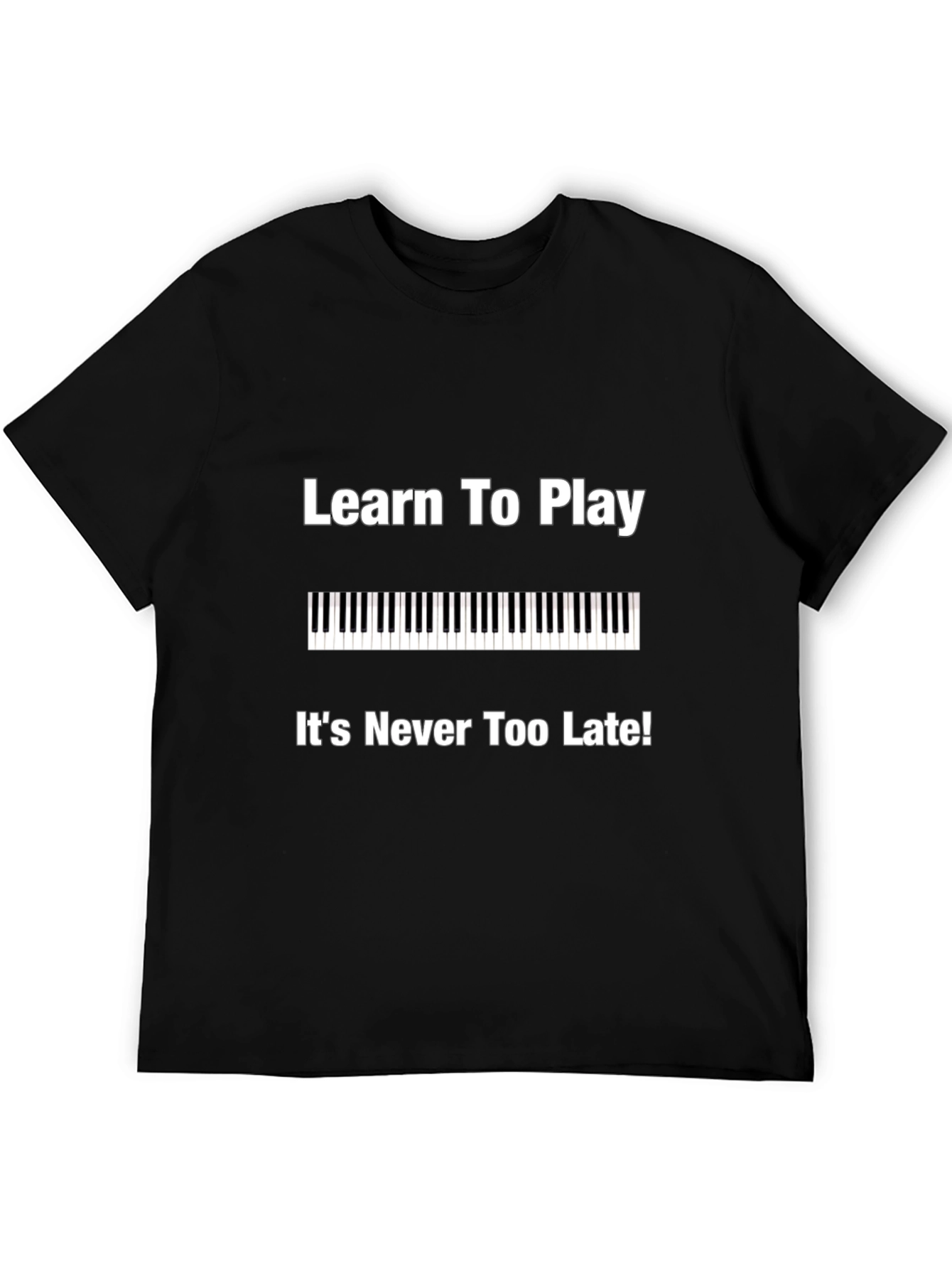 Learn to Play Piano Black Graphic Tee