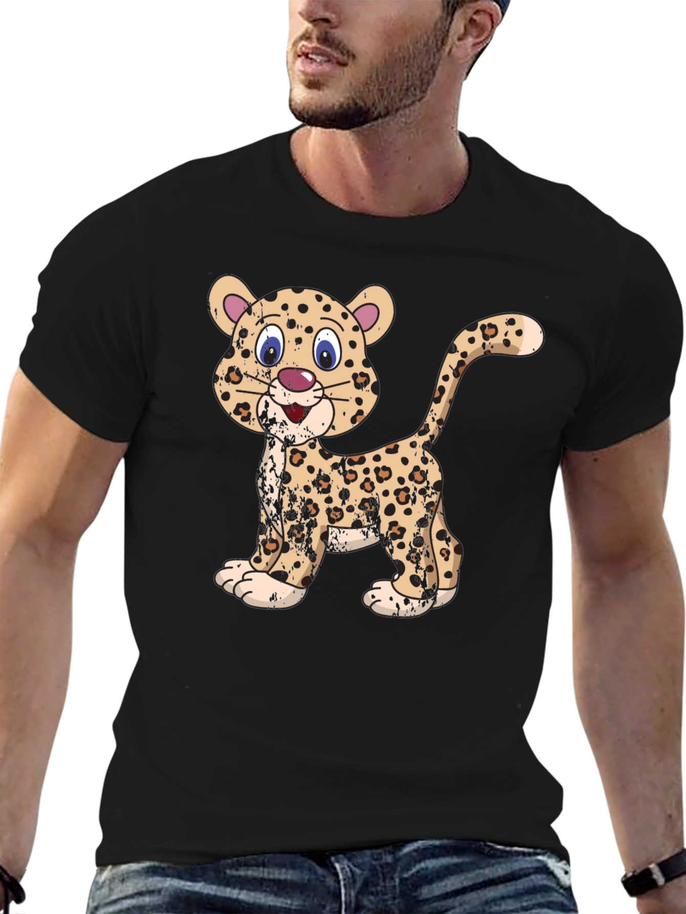 Leopard Graphic Black T-Shirt