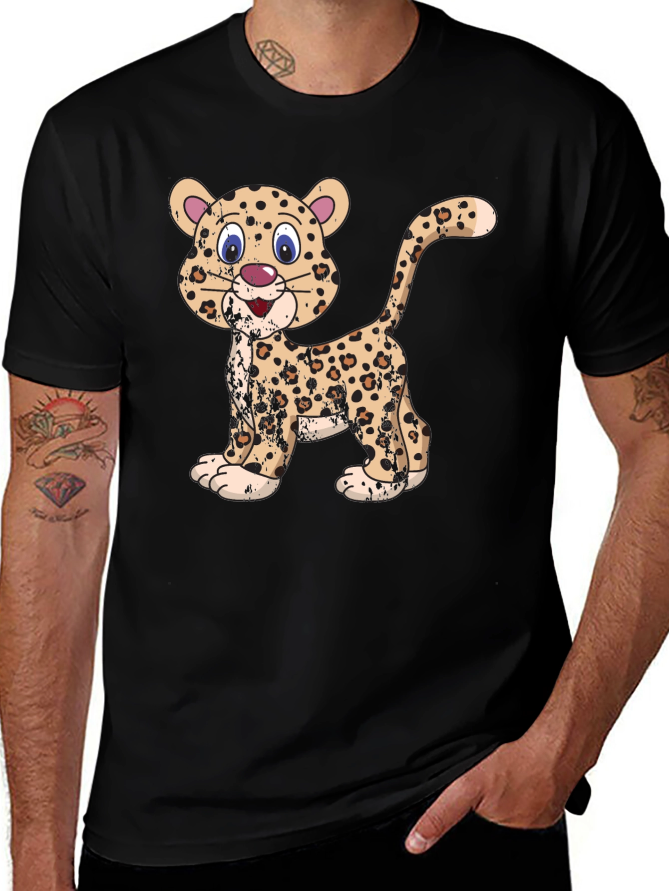 Leopard Graphic Black T-Shirt