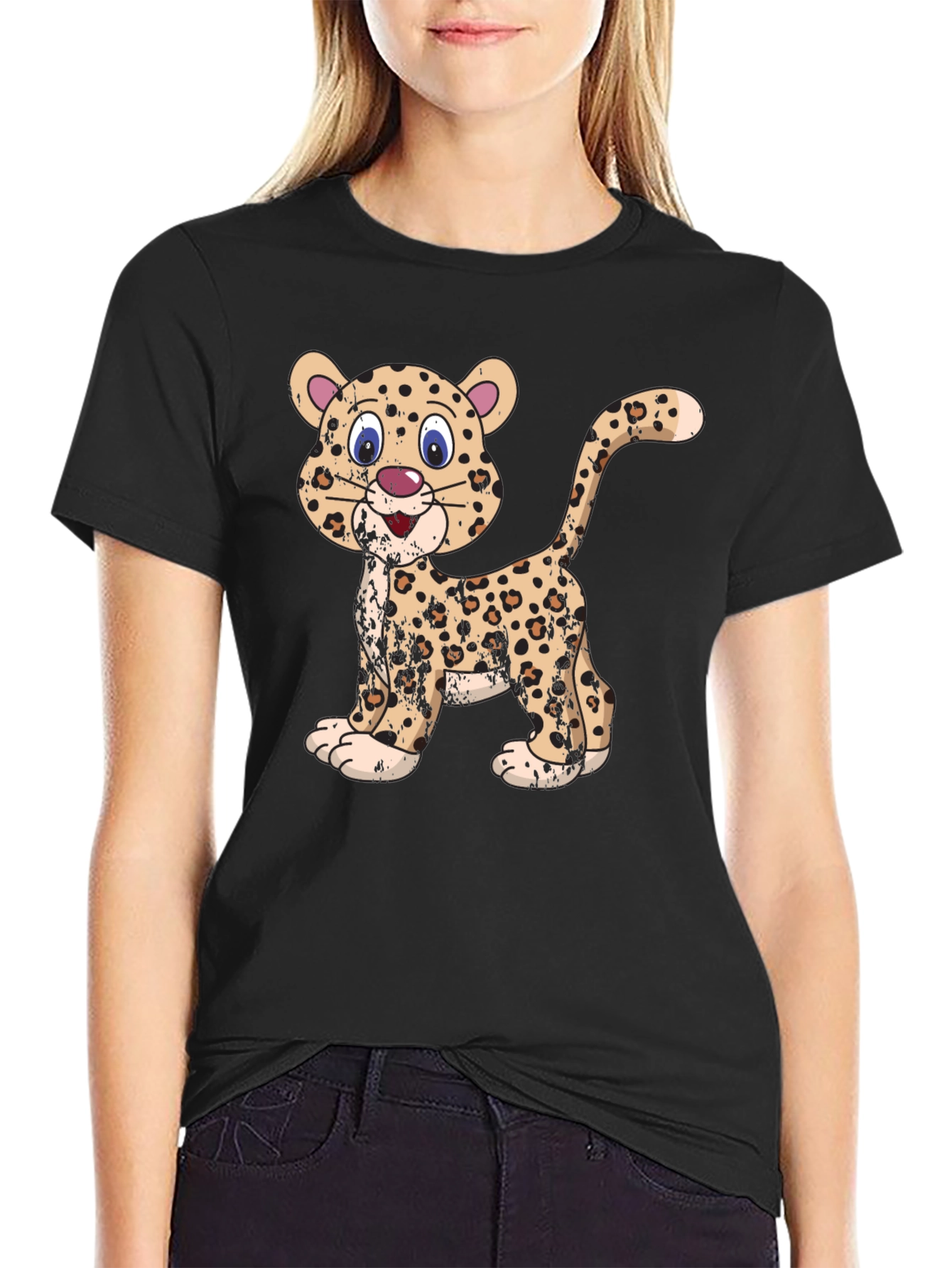 Leopard Graphic Black T-Shirt