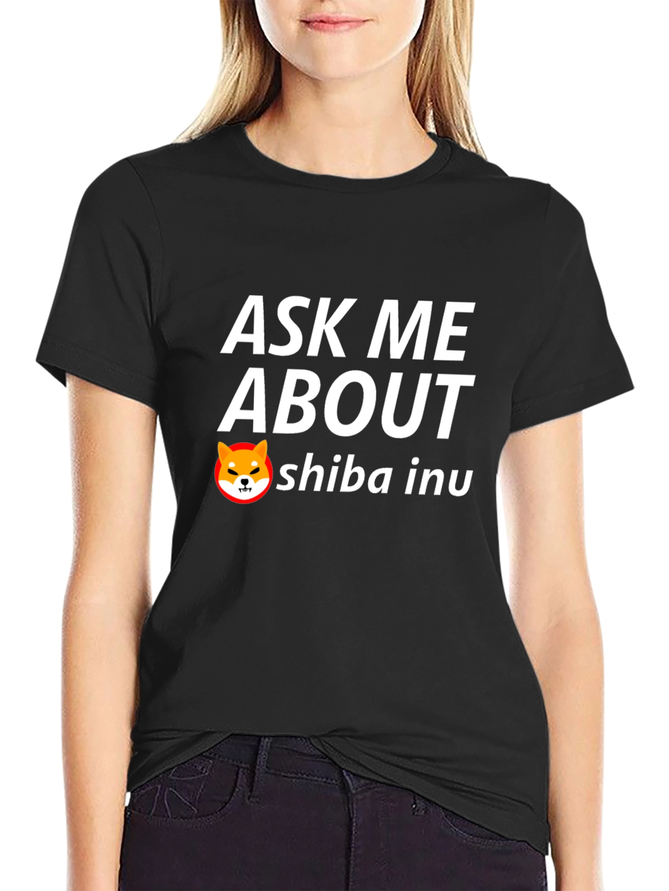 Ask Me About Shiba Inu Black T-Shirt